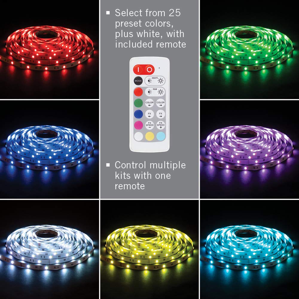 Armacost Lighting LED Tape Light Kit, 16 ft, Multi Color + White, Model 423501, Copper Material