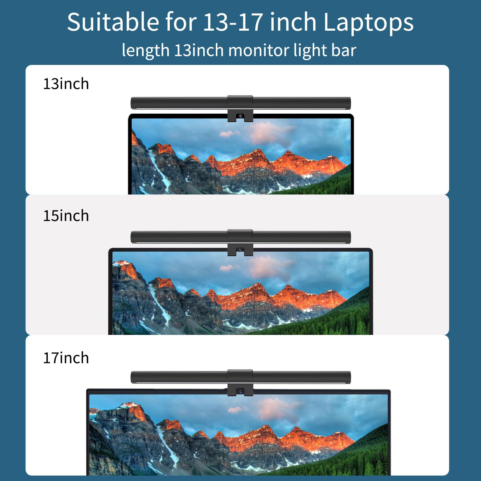 Oowolf Monitor Light Bar, 13 Aluminum Desk Lamp, Cri=95, Black, Eye-Caring, Dual Light, 3-Color Mode, Model Lm-Us-Tl04Pro