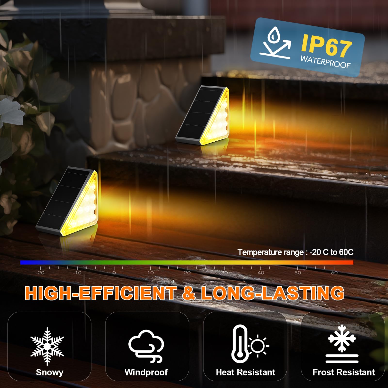 AUDLES Solar Stair Lights Outdoor IP67 Waterproof LED - 6 Pack, Gray, Model AUStep LightsNEW