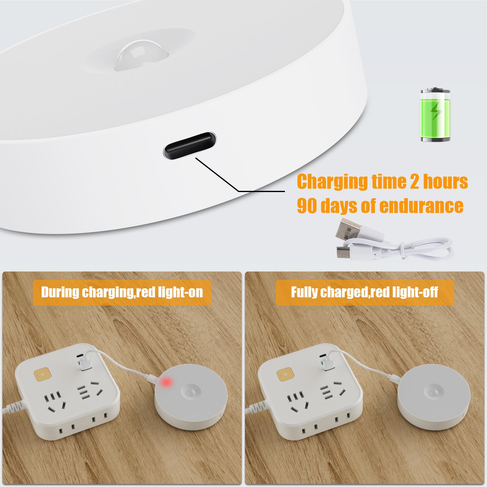 Electight 14 Leds Motion Sensor Light Indoor, 6 Pack Upgraded Night Light Usb Rechargeable, 3 Light Modes & Long Last Battery, C