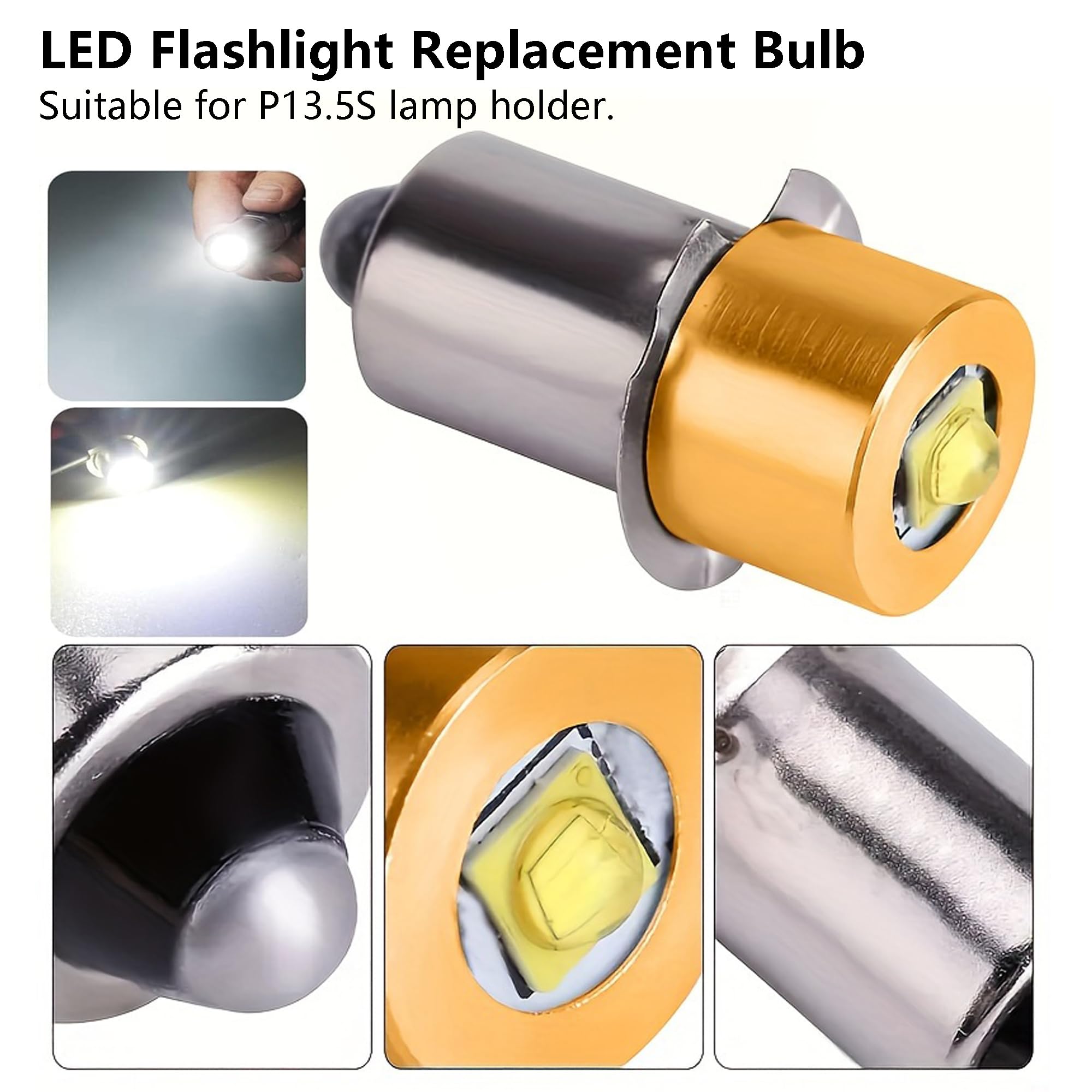 Led Maglight Bulb Replacement Dc 3-30V For 3-16 C&D Cell 3W Led Flashlights, Brighter & Longer Lifespan Than Original(3 Pack)