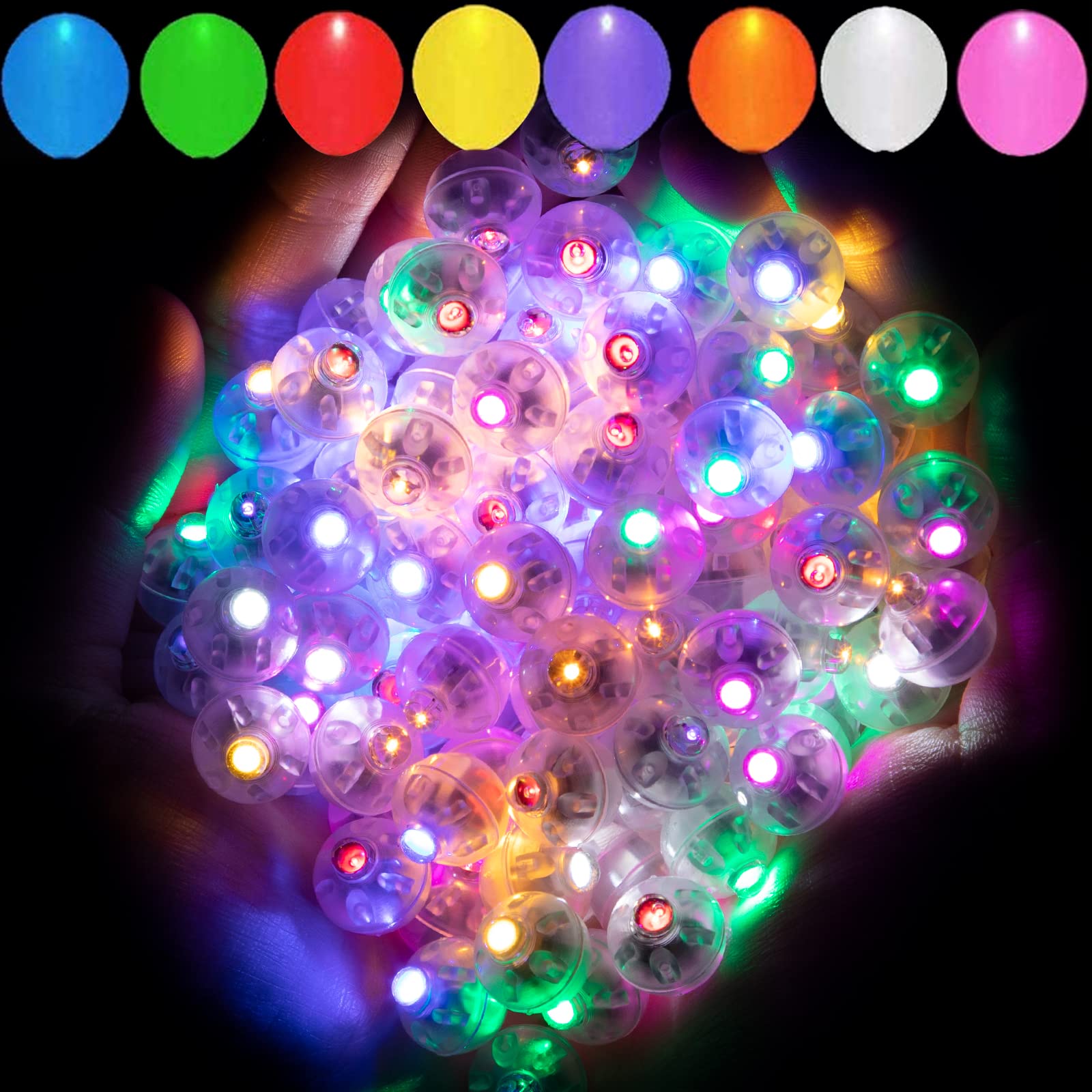 Aogist 50Pcs 10-Colors Mini Lights,Long Standby Time Waterproof Led Balloon Light,Battery Powered,Ball Lamp For Balloon Paper La