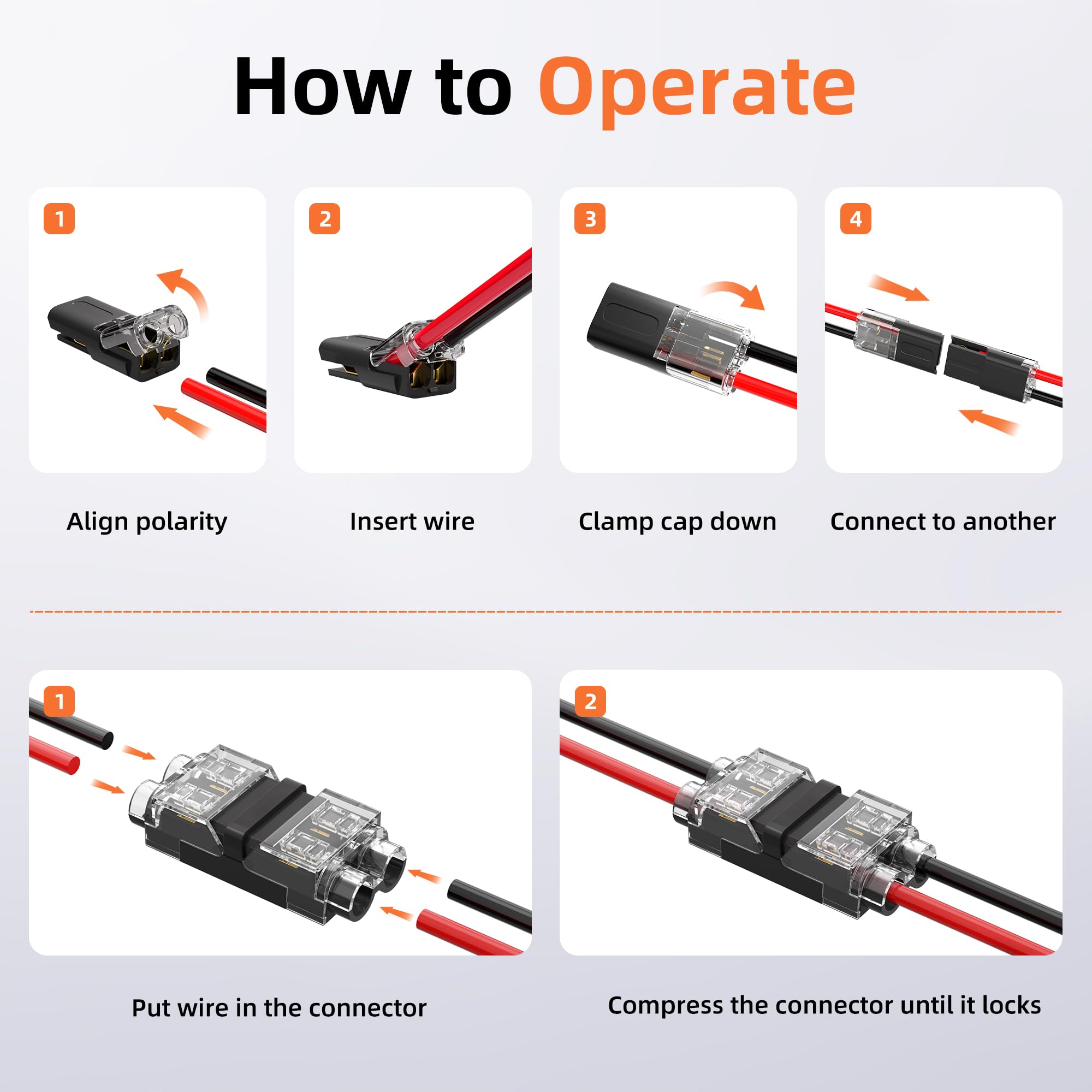 RVBOATPAT 44 PCS Low Voltage Wire Connectors Kit, T Tap & I Tap, 24-20AWG, Black, Model 1+2-44PCS