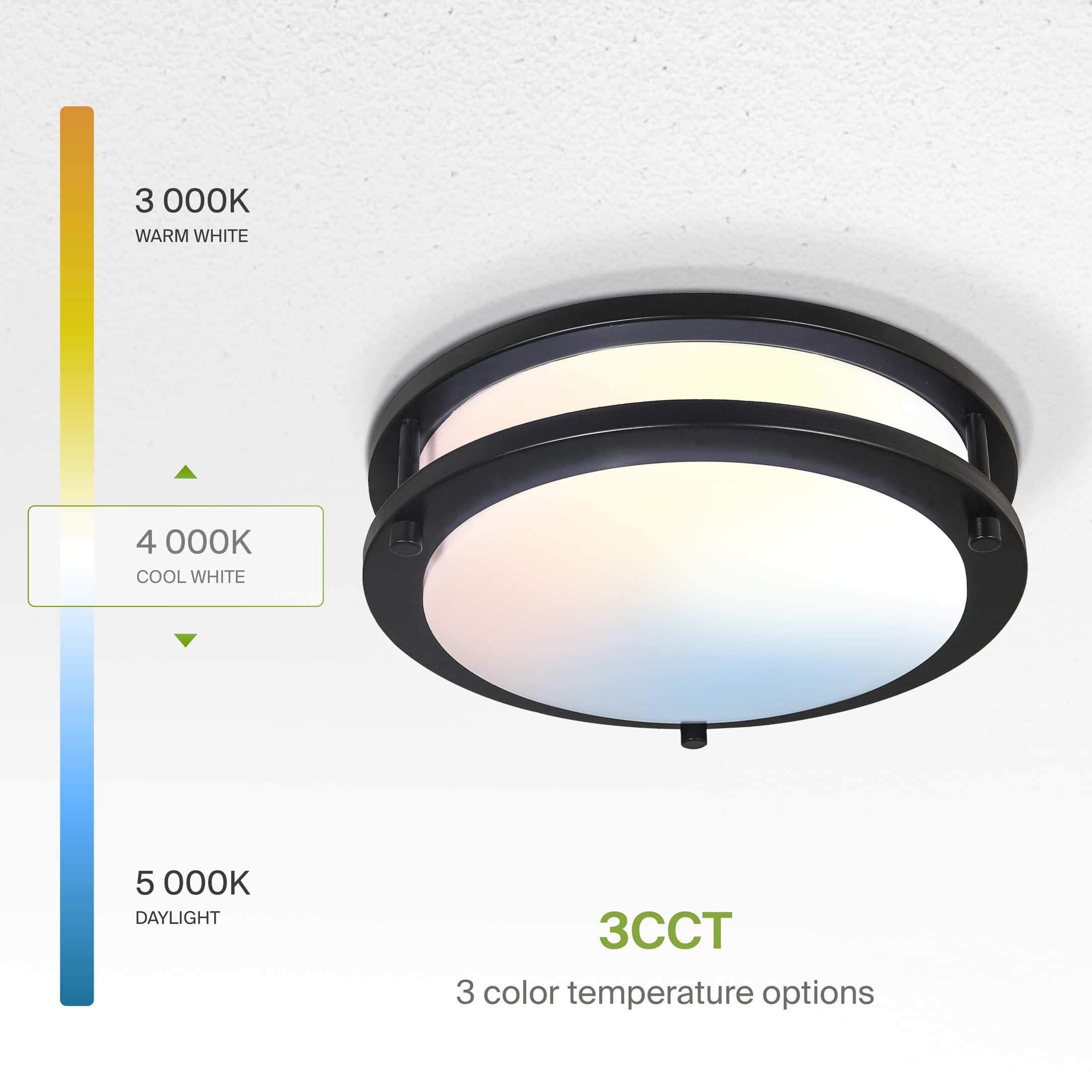 Asd Led 10 Inch Round Flush Mount Light Fixture | 16W 1050Lm 3000K-5000K 120V | 3Cct, Dimmable, Energy Star, Etl Listed | Close