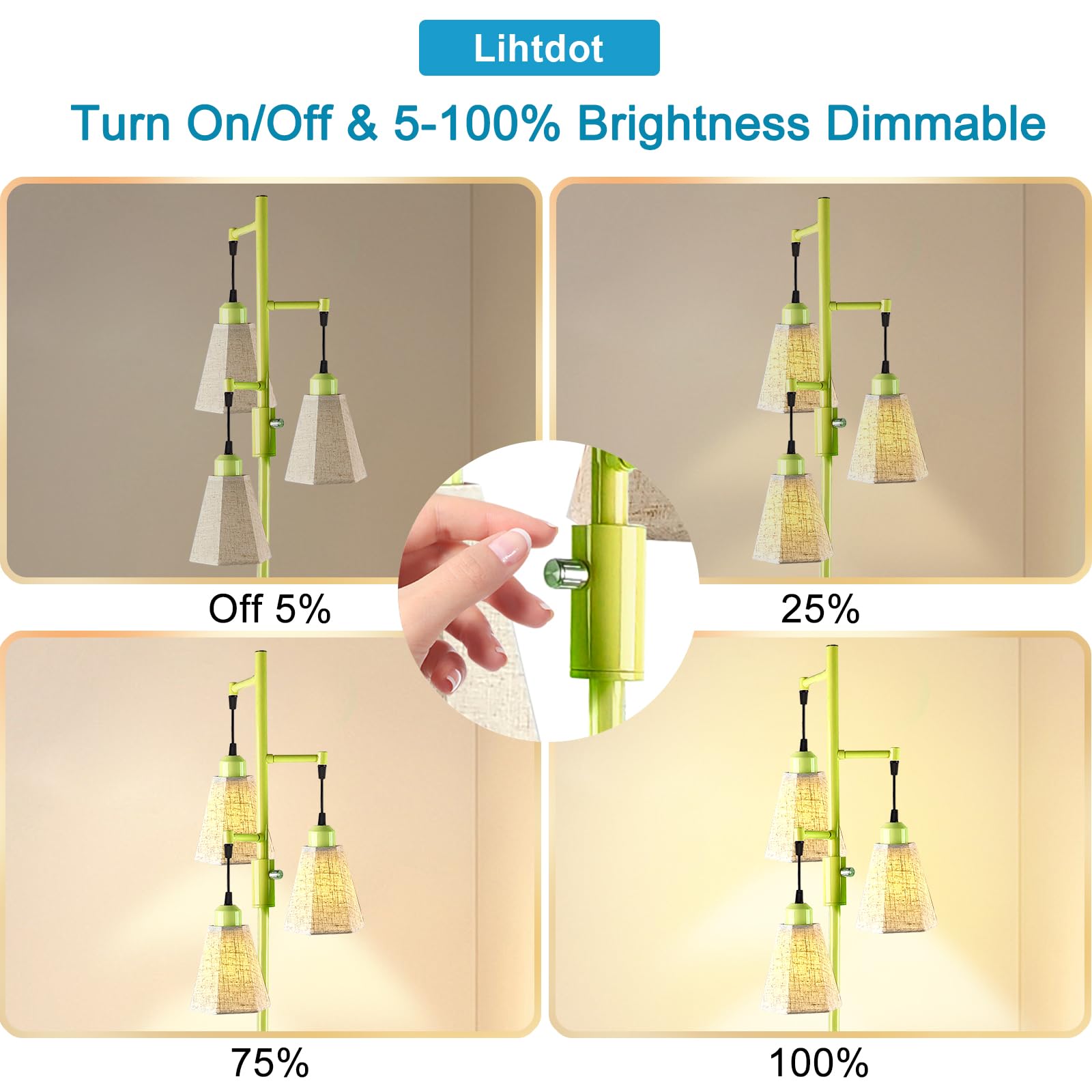 Lightdot 67In Industrial Tree Floor Lamp, Dimmable (Brightness Adjustable) Mid Century Standing Lamps With E26 Led Bulbs Include