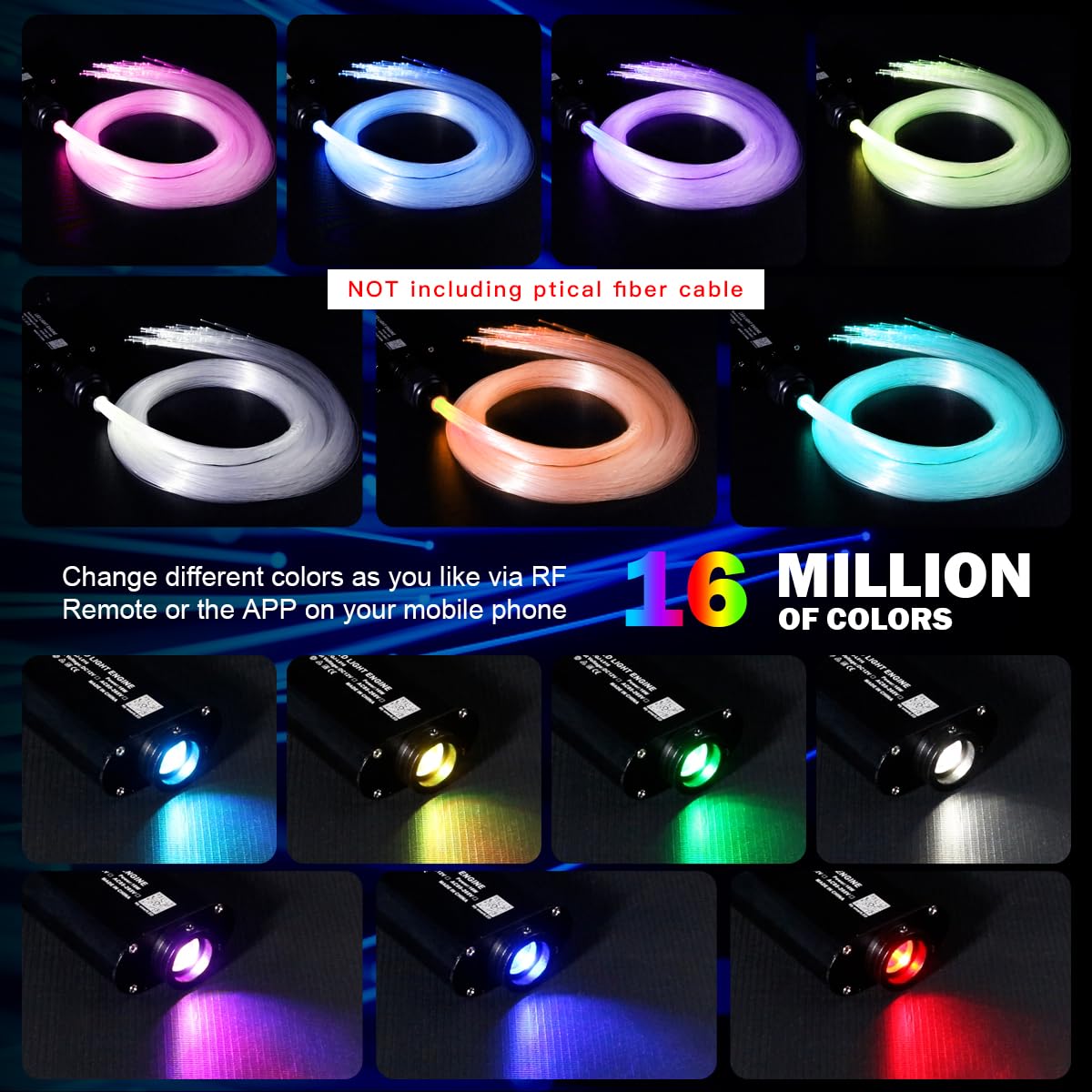 Amki Rgbw 16W Sound Mode Light Source Engine Driver Remote/App Control Starlight Box Motor For Fiber Optic Star Ceiling Light Ki