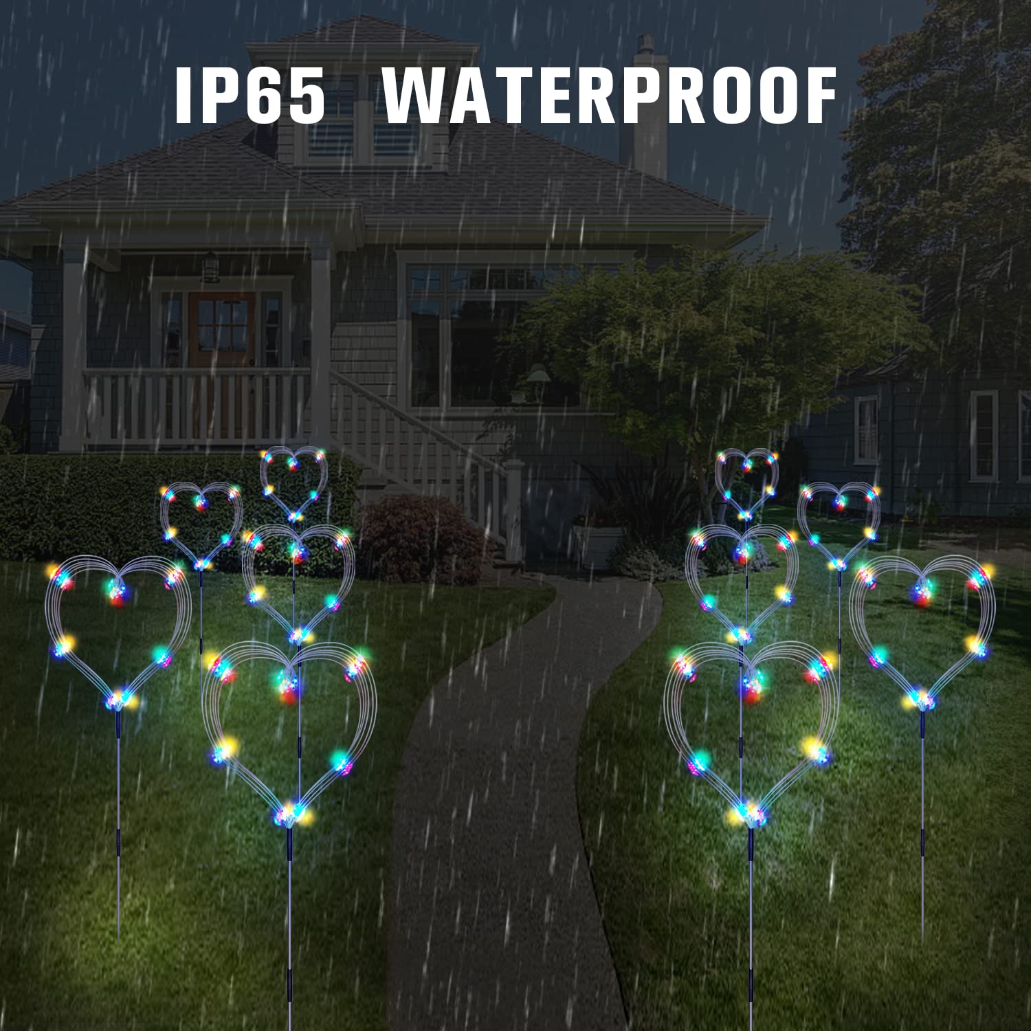 6 Pack Solar Garden Lights, Firework Lights, Decorative, 8 Lighting Modes With Remote 120 Led Twinkling Waterproof Landscape Outdoor Decor, For Pathway Backyard Walkway Patio(Colorful)