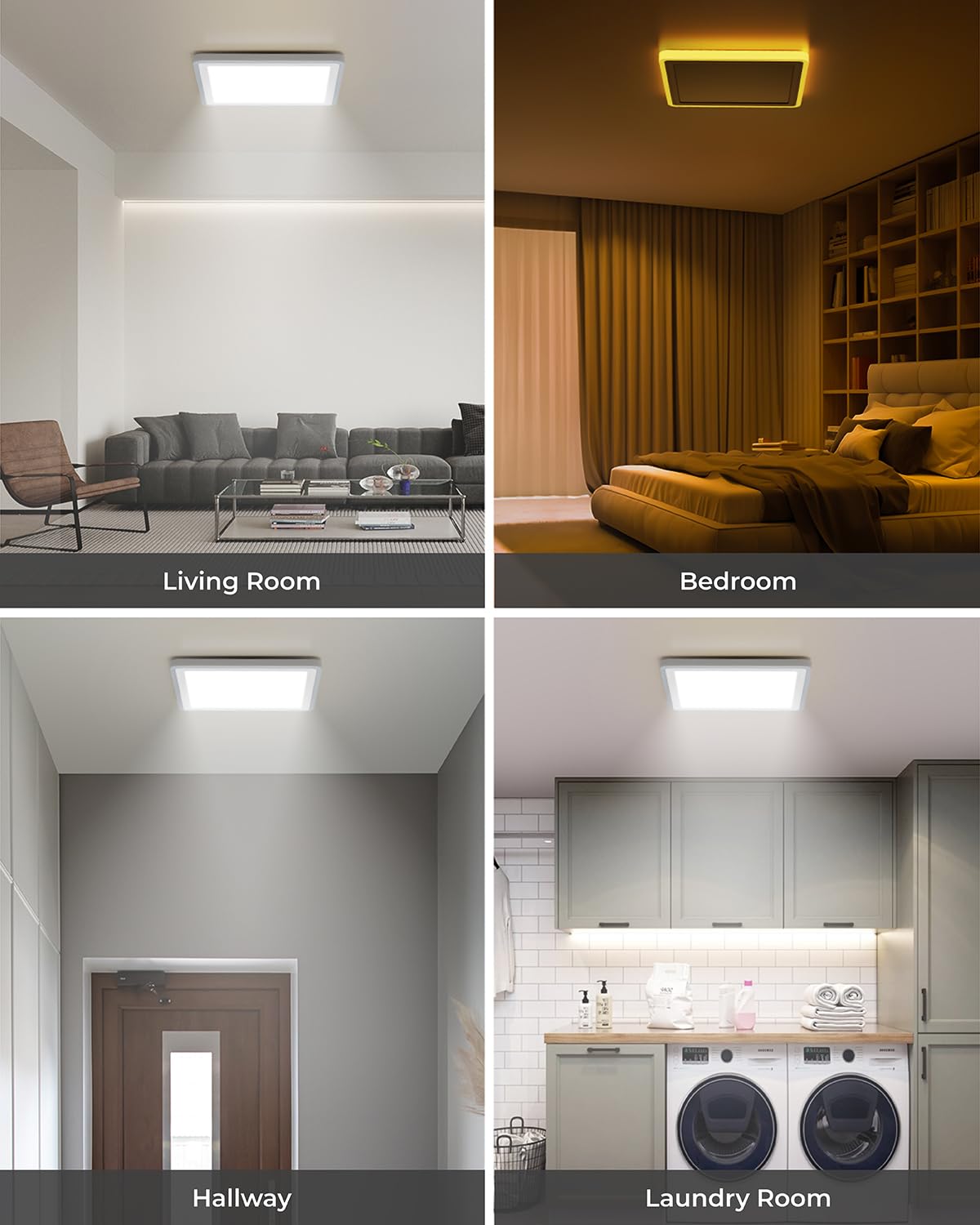 Matane 13 Inch Led Flush Mount Ceiling Light Fixture With Remote Control  Nightlight 2000K Warm  3000K-6500K Adjustable  24W Wired Low Profile Ceiling Lights For Bedroom  Kitchen  Living Room  White