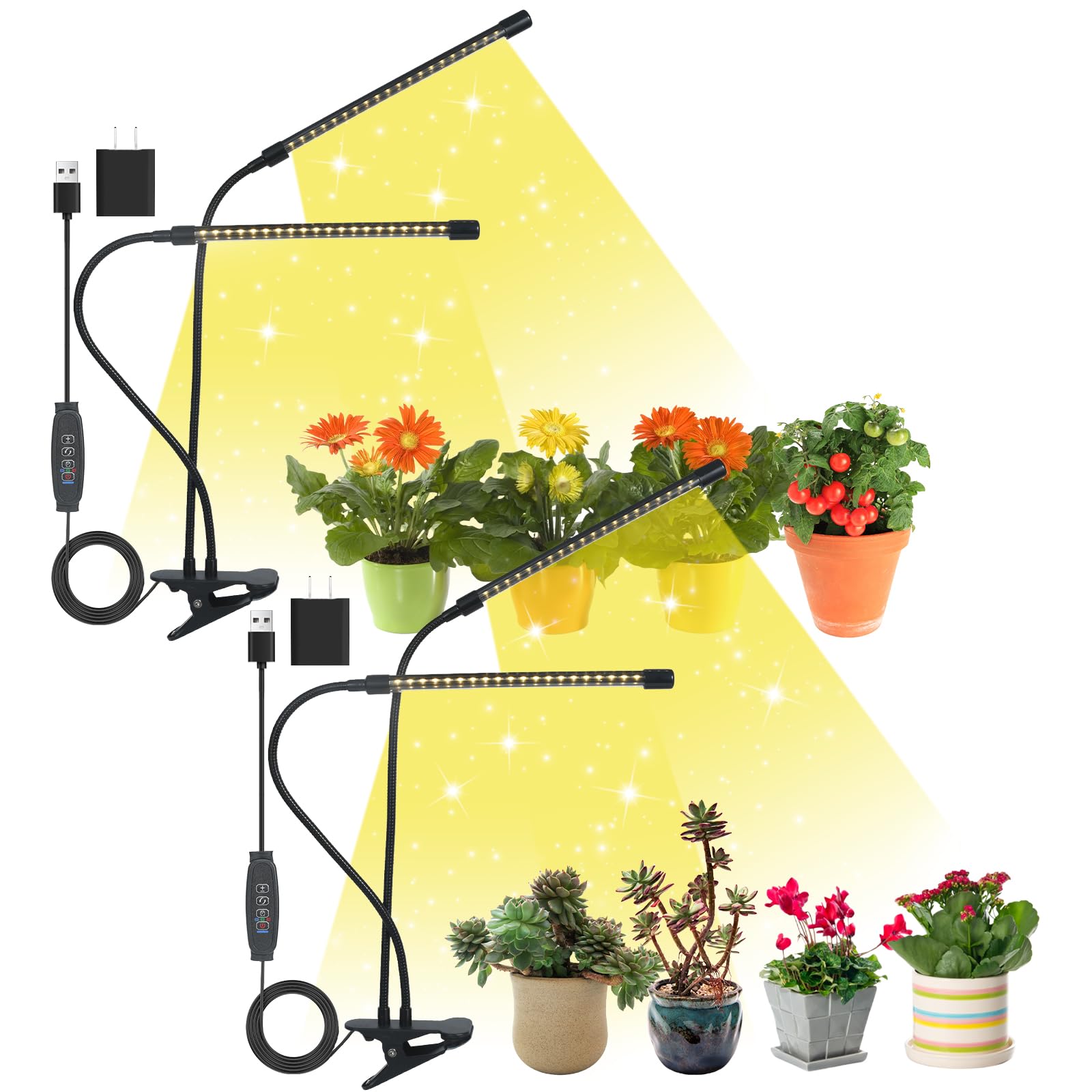 shalaker Grow Lights for Indoor Plants,Plant Lights 80 LED Lamps with Full Spectrum,10 Dimmable Level, 3/9/12H Timer,3 Switch Mo
