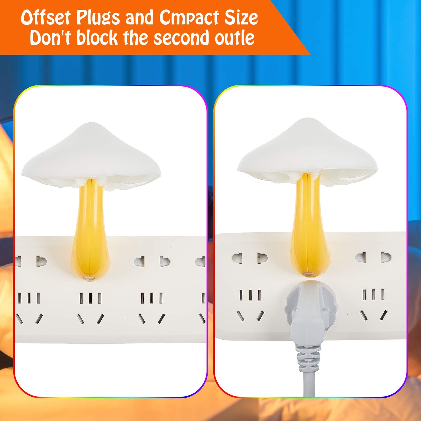 Honoson Mushroom LED Night Light - 7-Color Plug-in Lamp, Acrylonitrile Butadiene Styrene, for Kids & mature-themeds