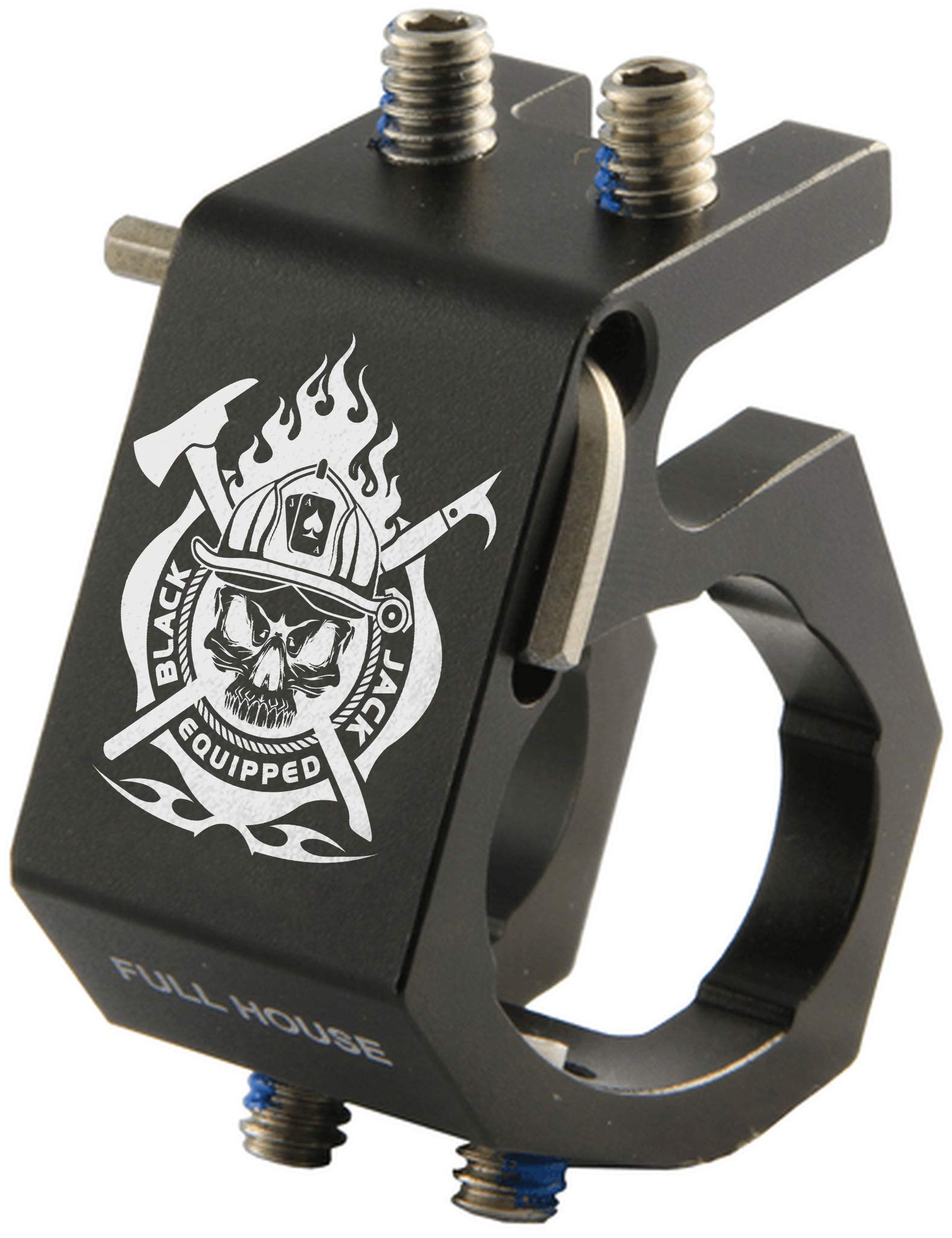 Fire Cam Blackjack Firefighter Helmet Aluminum Flashlight Holder - Durable Black Accessory