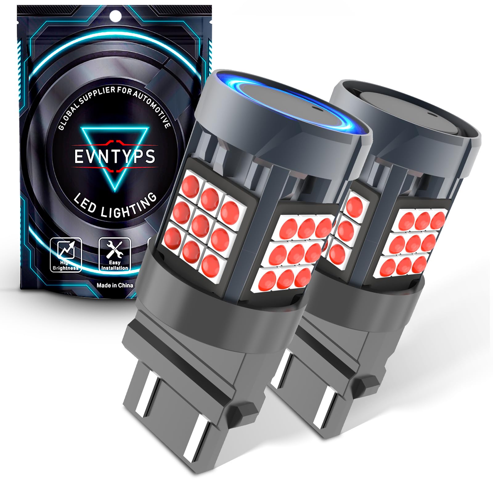 evntyps 3157 LED Bulb, Red, Built-in Resistor, CANBUS Error Free, Replacement for Tail Stop Lights, 2pcs