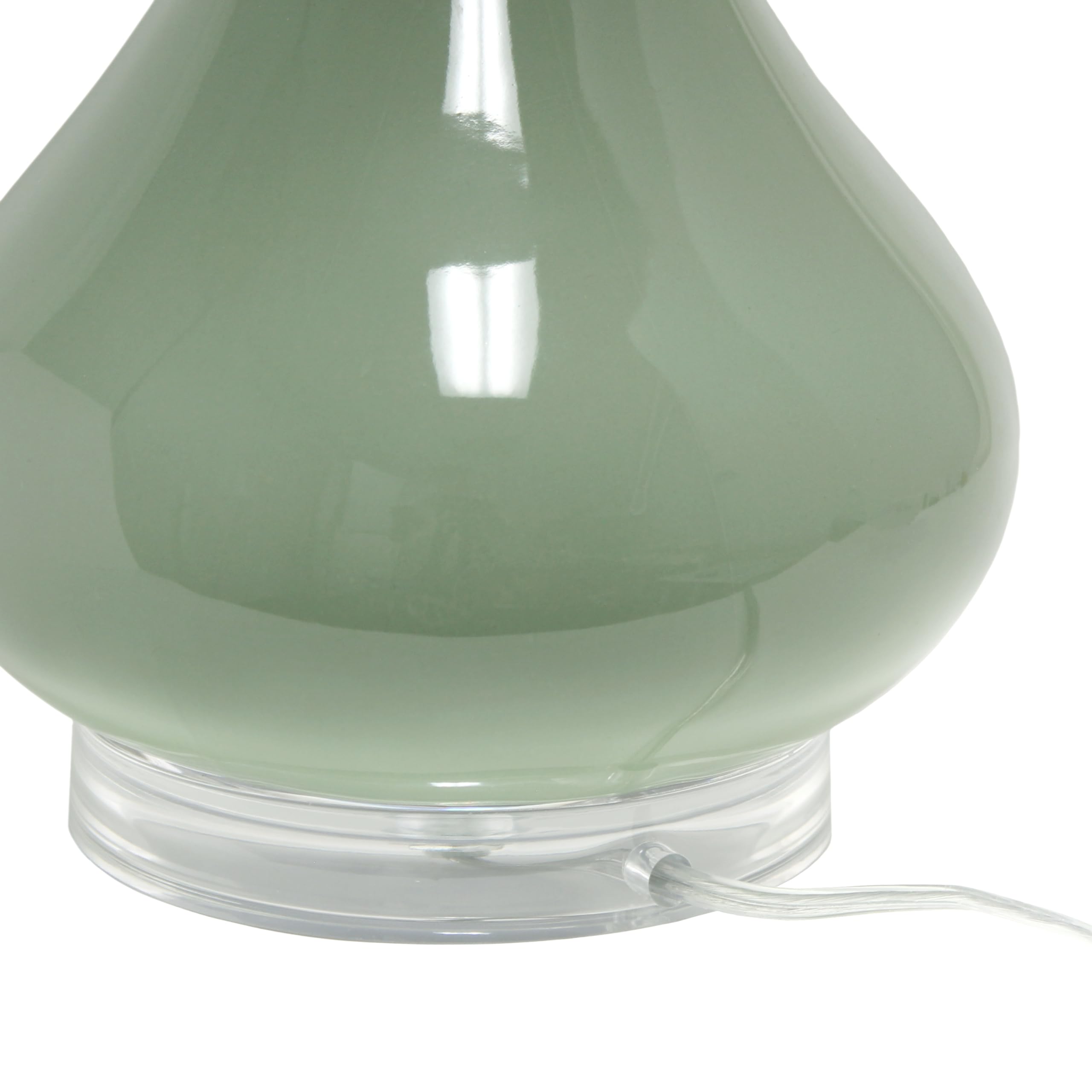Elegant Designs LT3312-SGE Ceramic Tear Drop Table Lamp, 26.25in, Sage Green, White Fabric Shade for Living Room, Bedroom, Nursery