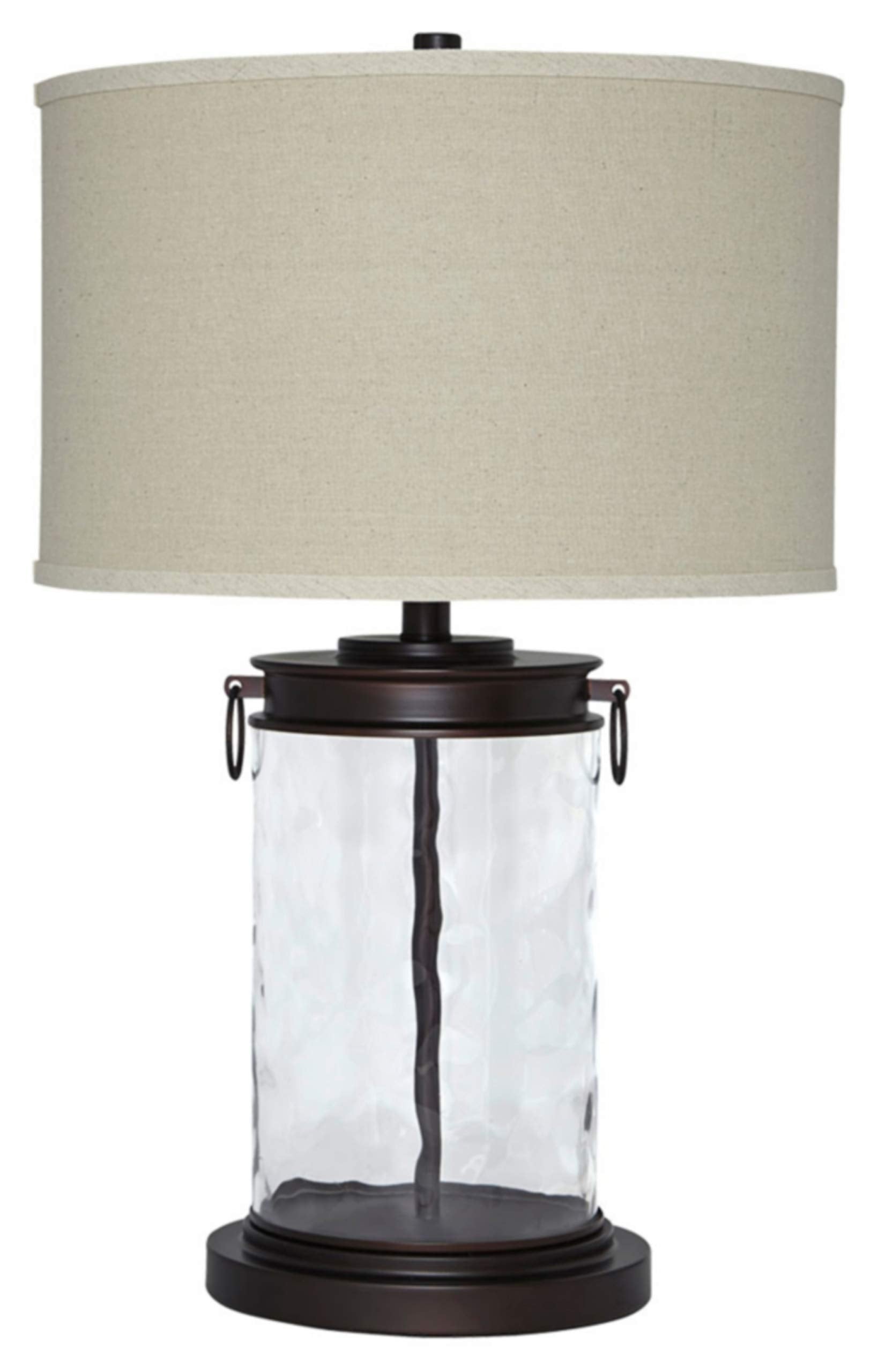 Signature Design by Ashley Tailynn Modern 25.25 Glass Table Lamp with Hardback Shade, Clear
