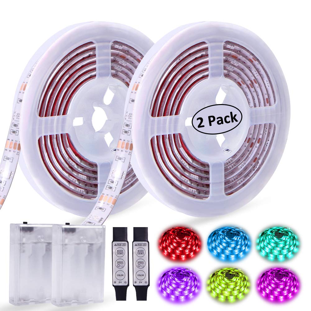 Xyop Led Strip Lights Battery Operated Rgb Led Lights Strip Battery Powered Led Battery Lights 3 Keys Controller Battery Led Str