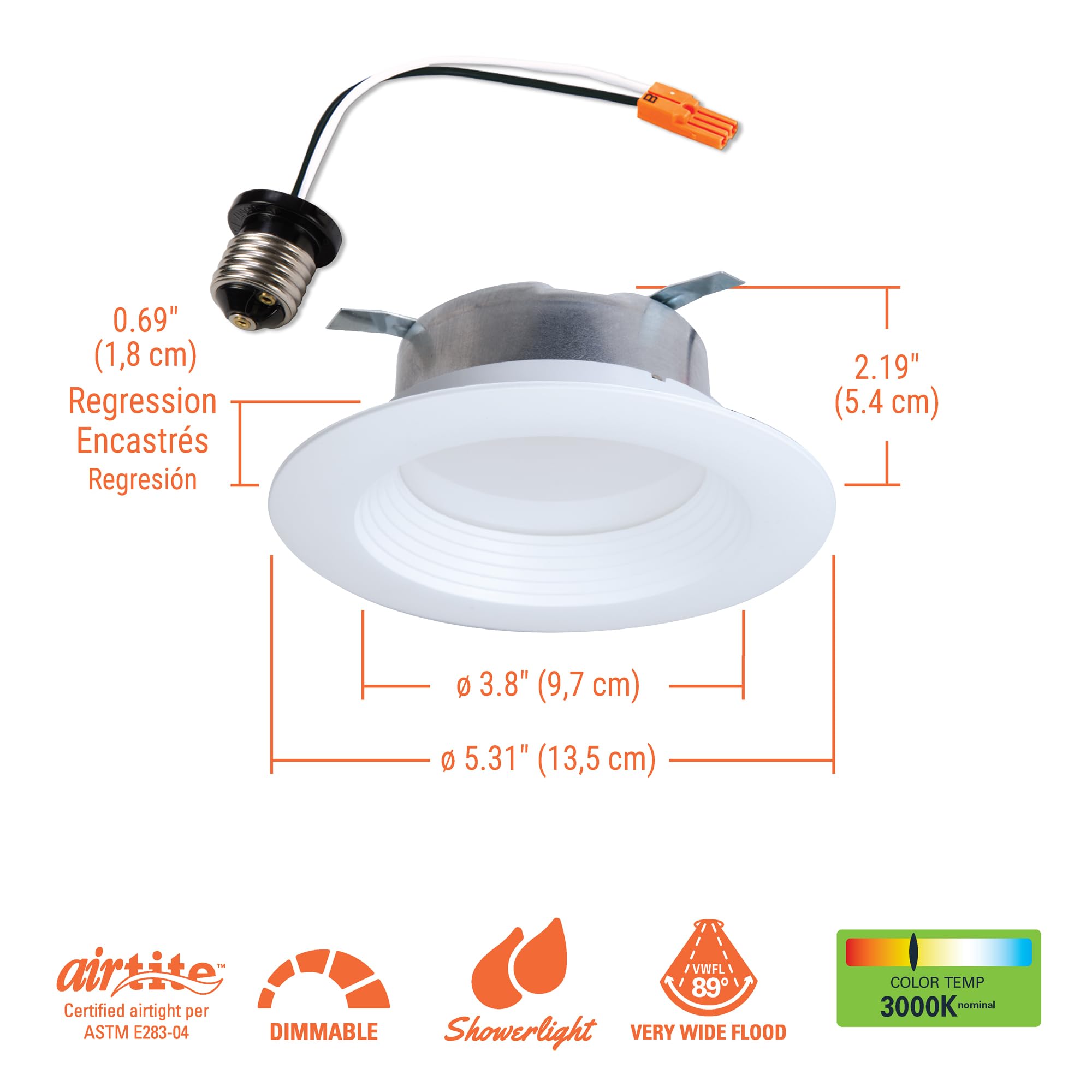 HALO LTE 4 Inch LED Recessed Lighting, 12 Pack, Dimmable, 3000K Bright White, 8W=65W, UL & FCC Certified, White