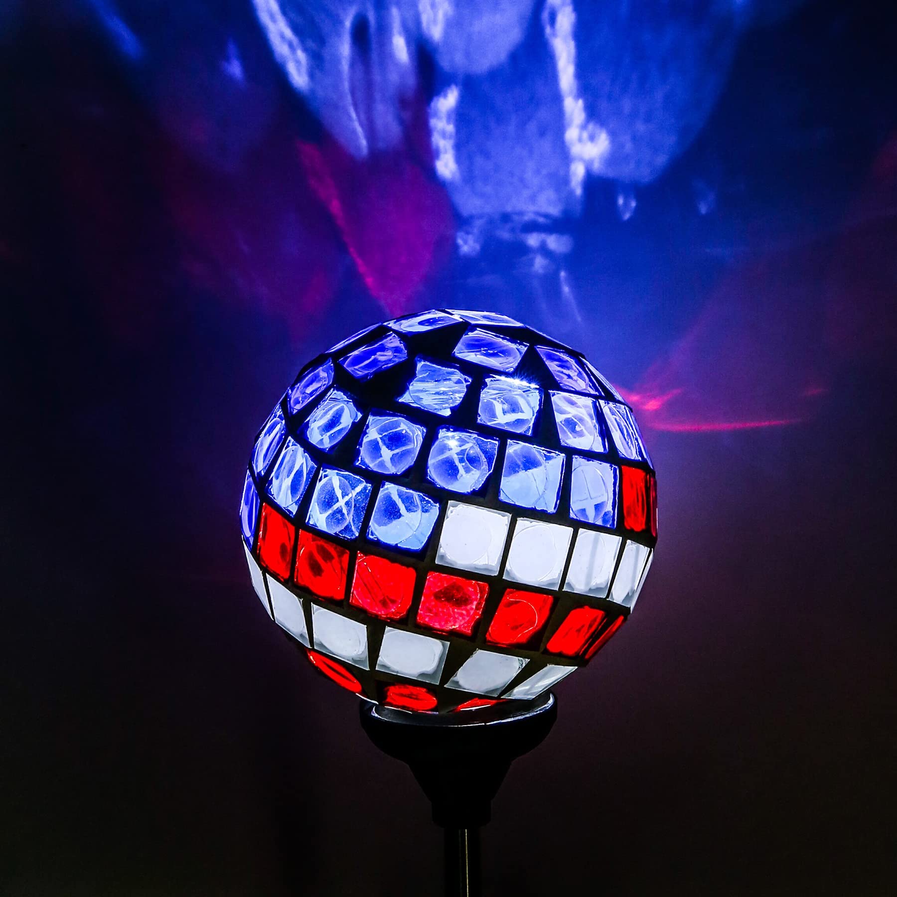 Wnp Solar Powered Mosaic Globe Garden Light - 4Th Of July Decorative Stake For Outdoor Decor