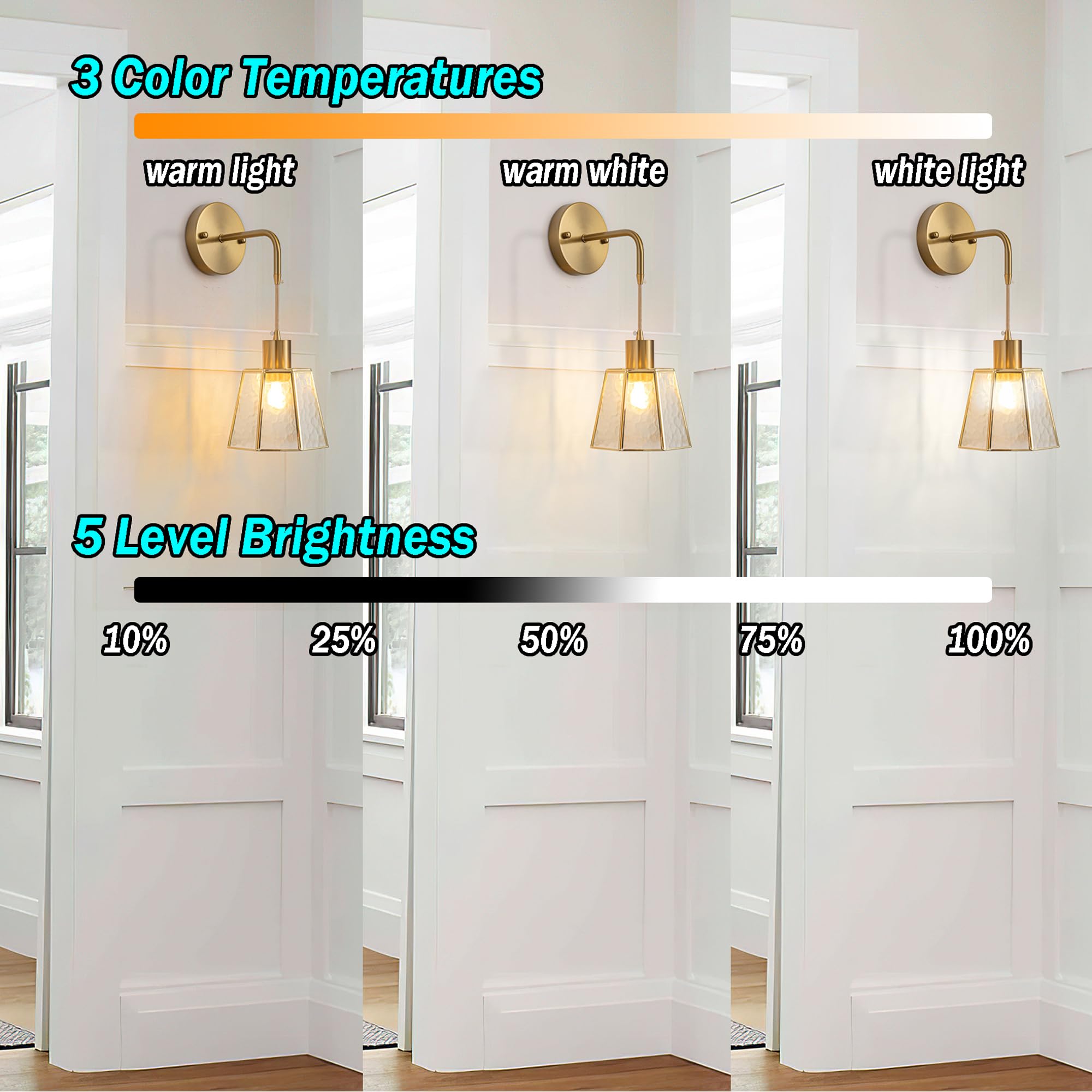 YHCDLAMP Battery Operated Wall Sconces Set of 2, RGB Color Changing, Remote Control, Transparent