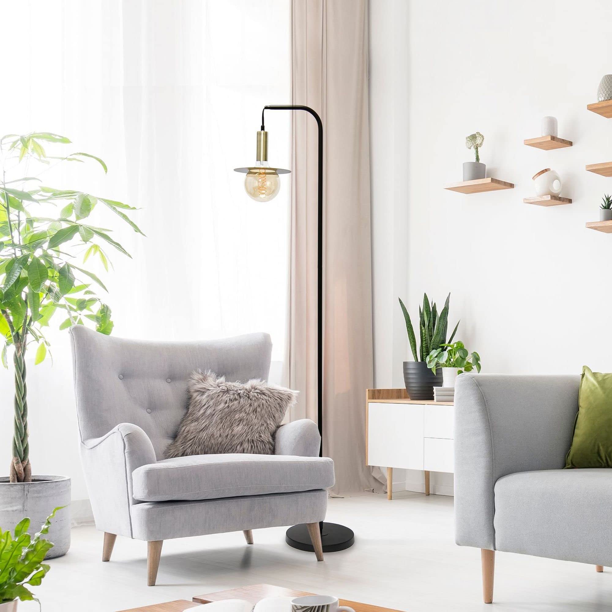 Simple Designs LF2018-BLK Orb Floor Lamp, Metal, Black