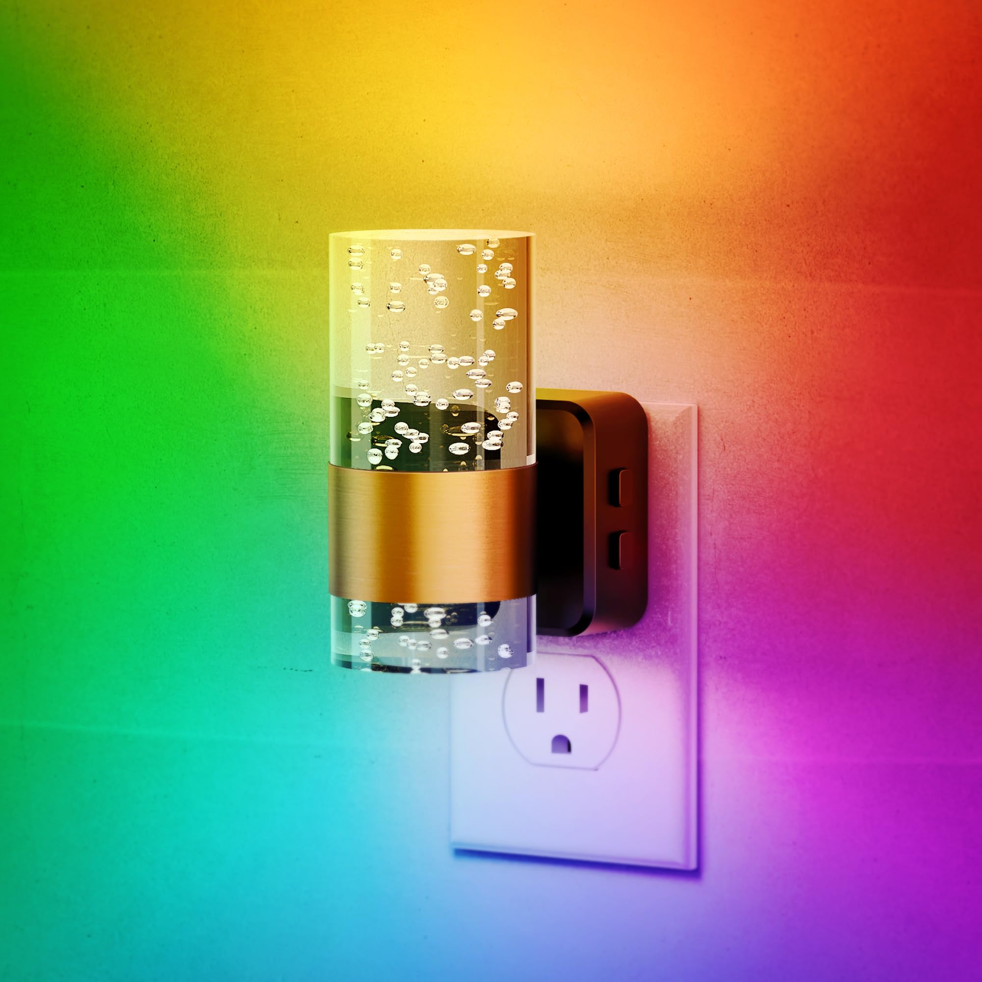 JandCase Night Lights Plug into Wall,Color Changing Night Light for Kids, 3000K+RGB 10-Color LED Nightlight with Dusk to Dawn Se
