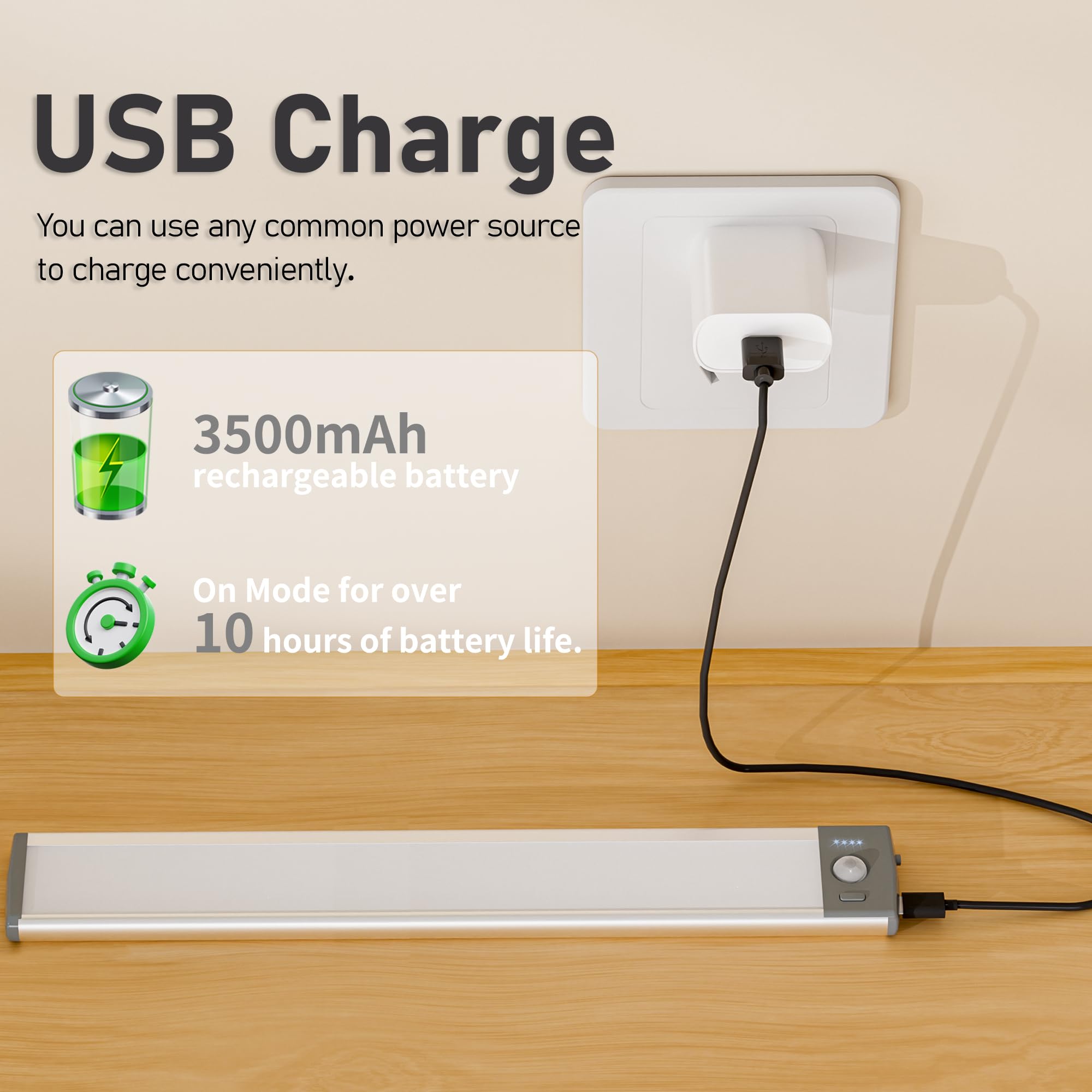 LIGHTULIFE RV Exterior Light - 14.4in Rechargeable LED Porch Light, 70 LED, White, Model DI046, 2PCS