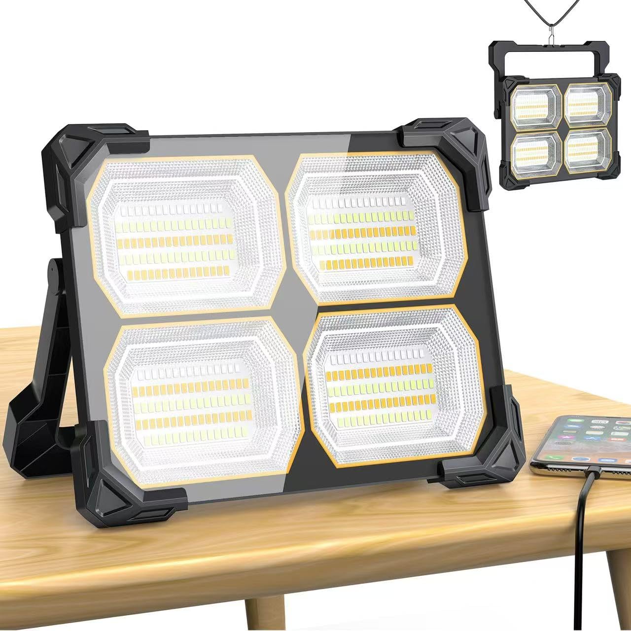 500W Rechargeable Work Light,Magnetic Light,42000LM Portable LED Work Light with 5 Light Modes for Outdoor Camping Car Repairing