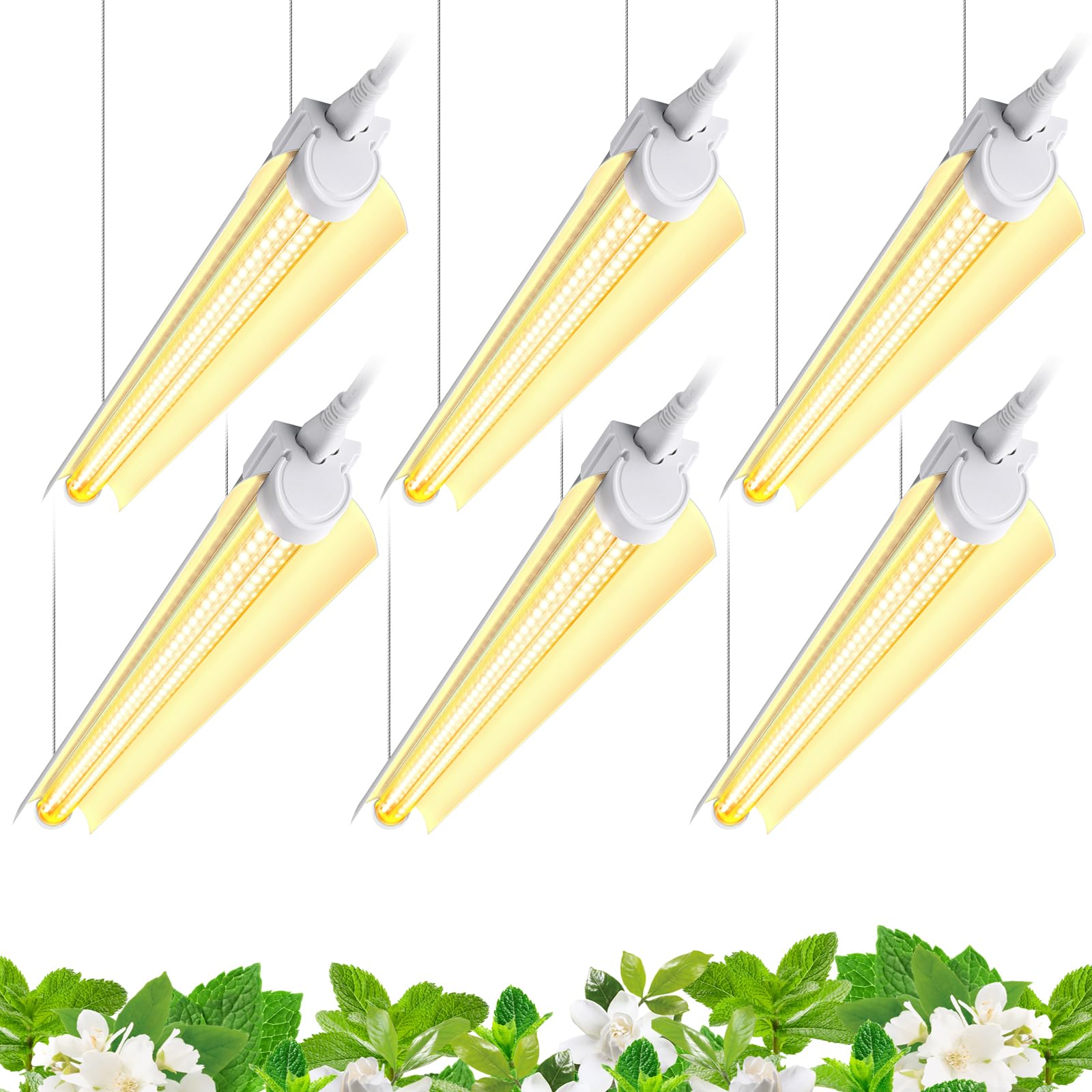 Barrina LED Grow Light, 144W, Full Spectrum, 2ft T8, Aluminum, 6-Pack