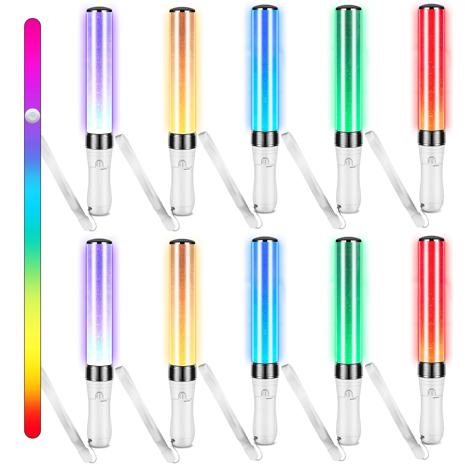 Lewtemi 8 Pcs K-pop Lightstick LED Glow Sticks 15 Color Reusable J-pop Concert Stick, Manual and Automatic Mode, Idol Flashing G