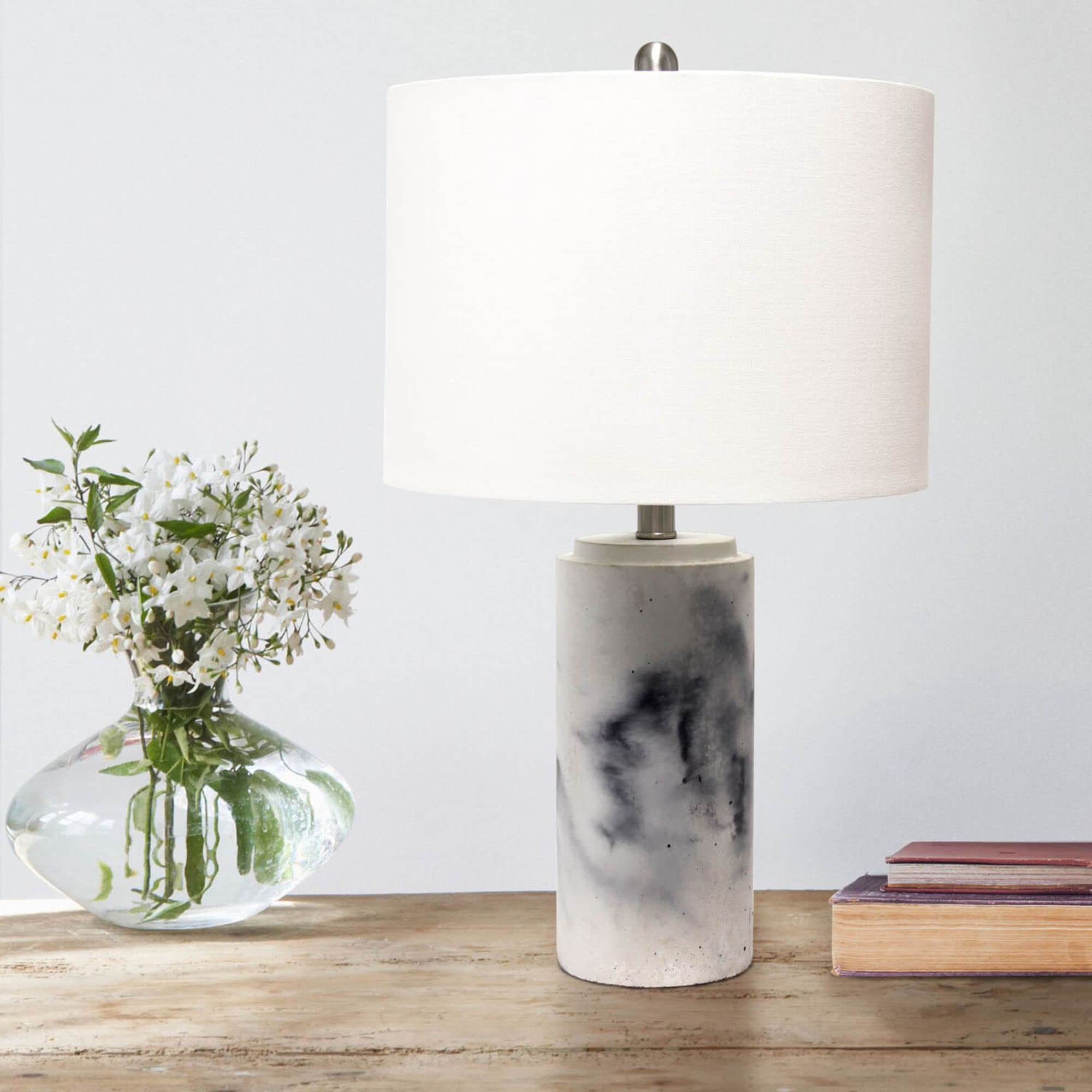 Lalia Home Modern Marbleized Table Lamp With White Shade - Elegant Marble/White Design