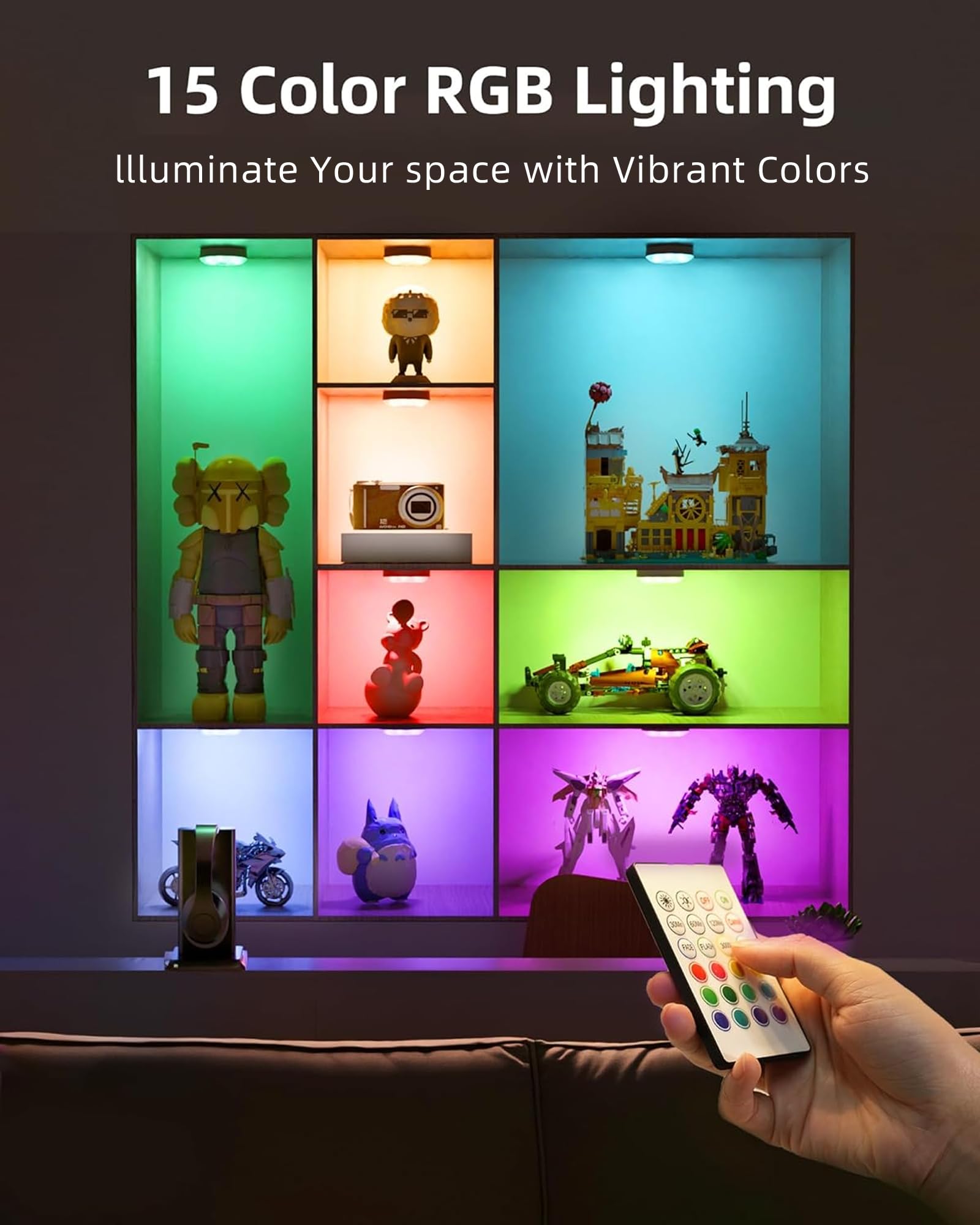 Ezvalo Under Cabinet Lighting With Charging Station,1000Mah Rechargeable Puck Lights With Remote, 3 Color Temps & Rgb Closet Lig