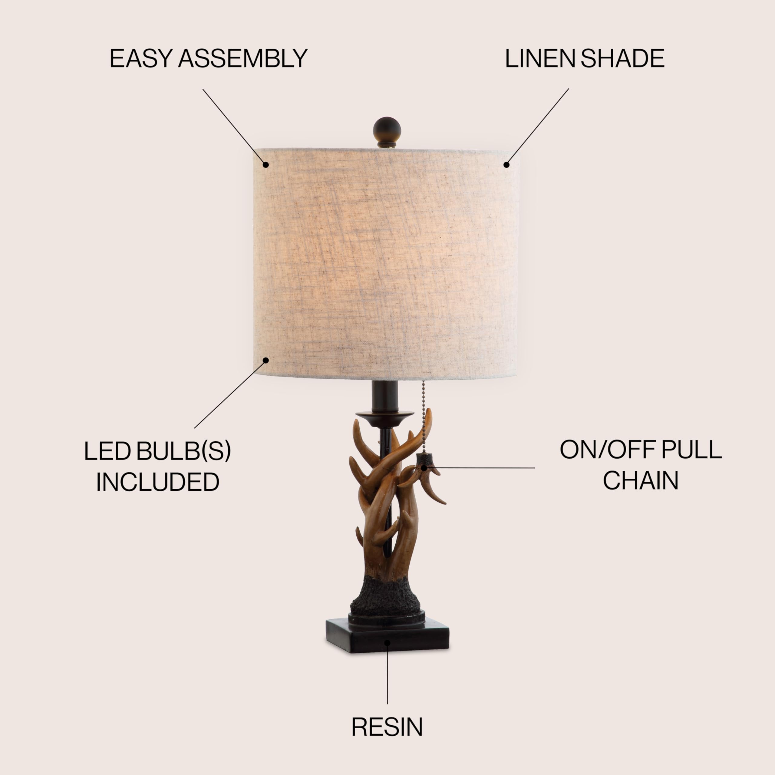JONATHAN Y Mini LED Table Lamp, Resin, 20.5in, Farmhouse Style, Brown, Model JYL1031A