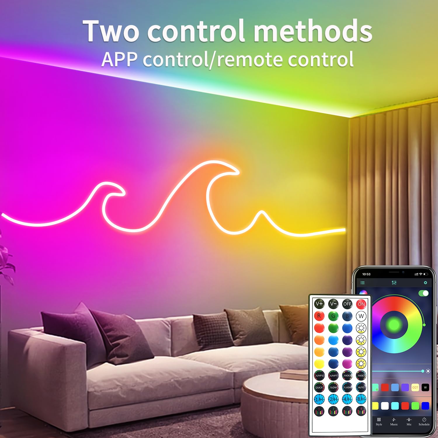 Segrass 100FT LED Rope Lights, RGB Waterproof Neon Lights, App/Remote Control, Music Sync, Flexible Outdoor Strip