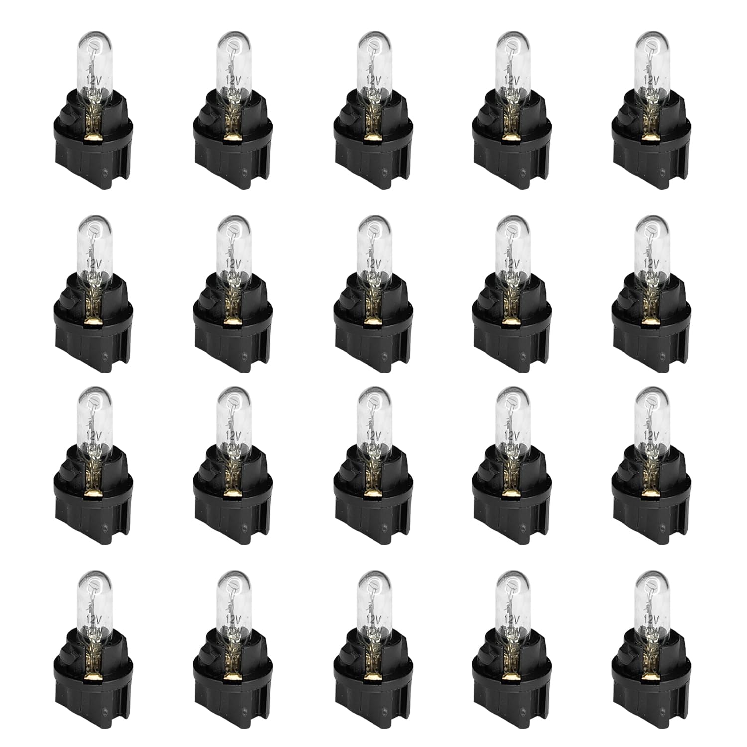 Qqwd 20Pcs T5 17 57 86 Halogen Instrument Cluster Bulbs Kits  12V Dash Light For Car Interior  Automotive Replacement Gauge Cluster Panel Bulb With T5 Sockets  Universal Lighting Accessories(White