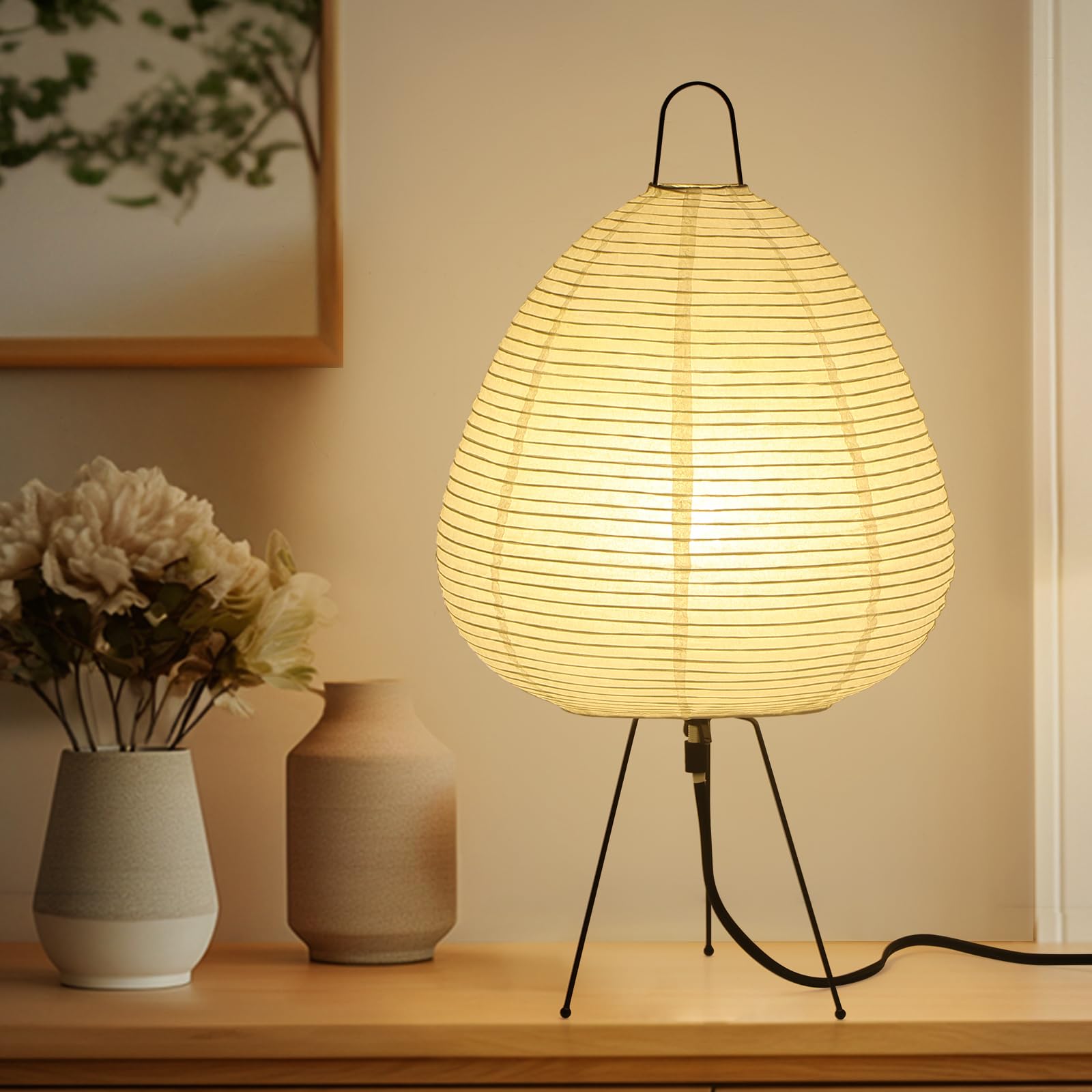 Noguchi Paper Lamp, Akari Floor Lamp, Japanese Lantern Ideal For Bedside, Living Room, And Japandi D  Cor (Noguchi Table Lamp)