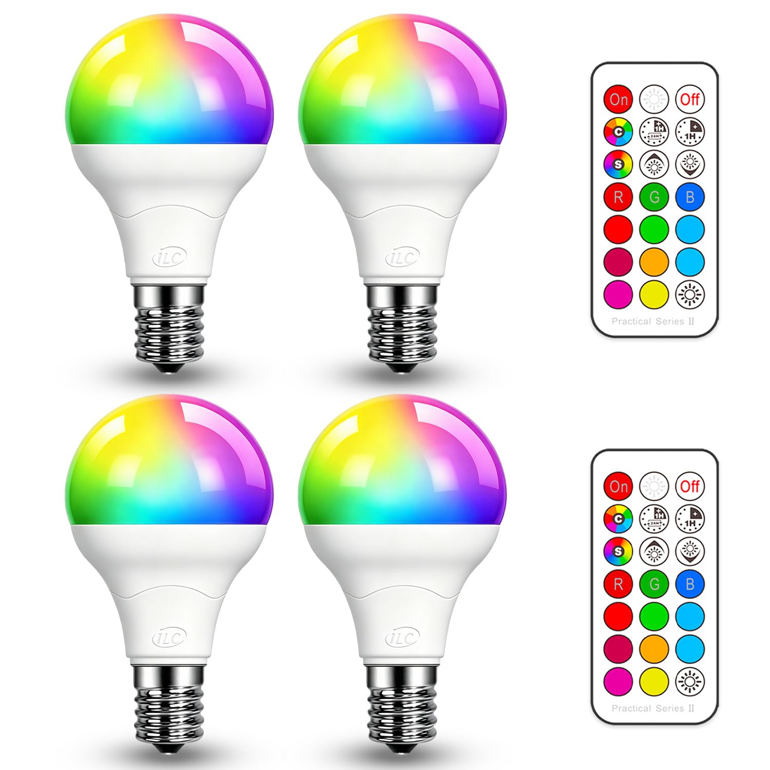 ILC E17 Intermediate Base LED Light Bulbs (40w Equivalent) 5W, Color Changing RGB, 2700K Warm White, 12 Colors 2 Modes Timing wi