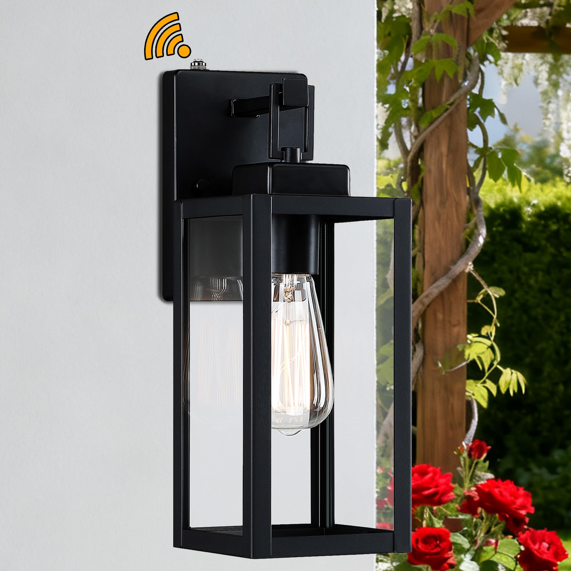 2 Pack 12 Inch Outdoor Wall Lights Dusk To Dawn Exterior Sconce Lights With Sensor Photocell Black Wall Lantern For Porch Patio Garage Dusk To Dawn Outdoor Lighting Set Of 2