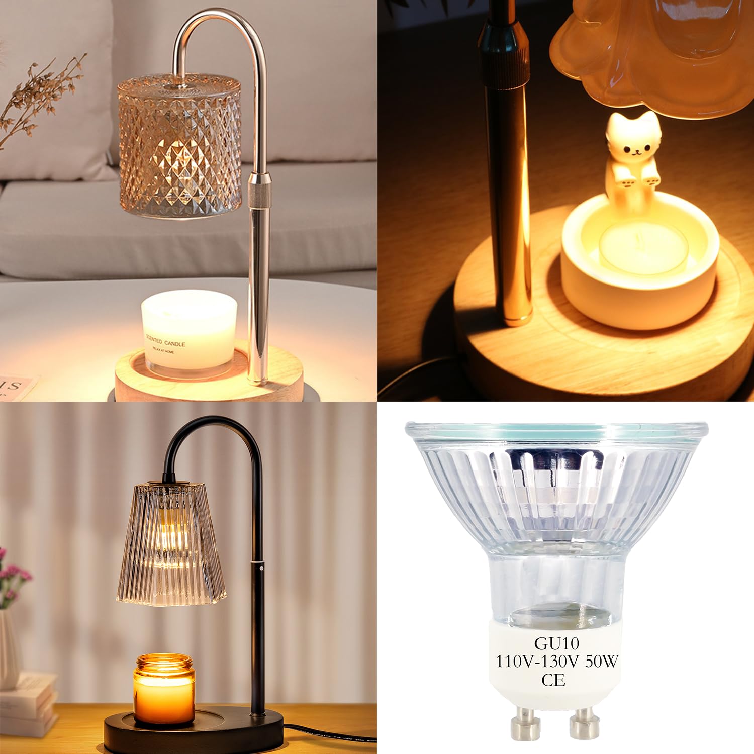 Gu10 Halogen Bulbs Wax Warmer Bulbs, Candle Warmer Bulb, Halogen Light Bulbs, 110-130V 50W Bulb Gu10 Mr16 2800K Warm White 2-Pac
