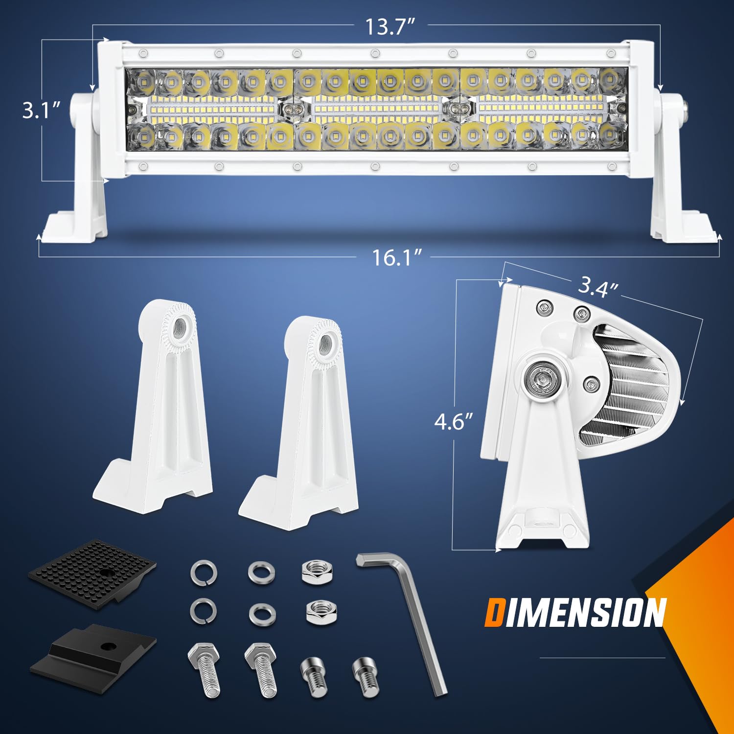 Nilight Marine Led Light Bar Navigation Lights 13.5 Inch White Spot Flood Combo Ponton Boat Deck Dock Lights For Night Fishing T