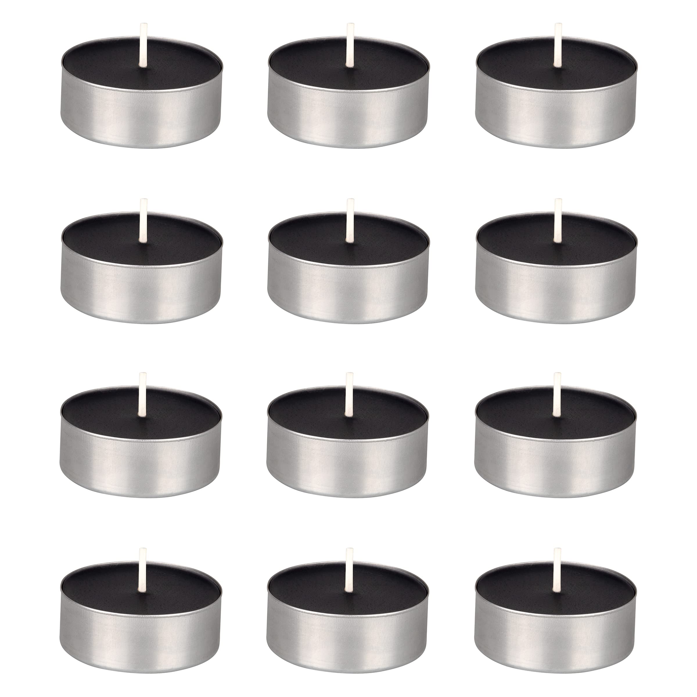 Mega Candles 12 Pcs Unscented Oversize Black Tea Lights Candles, Pressed Wax Candle 12 Hour Burn Time, Home D  Cor, Wedding Rece