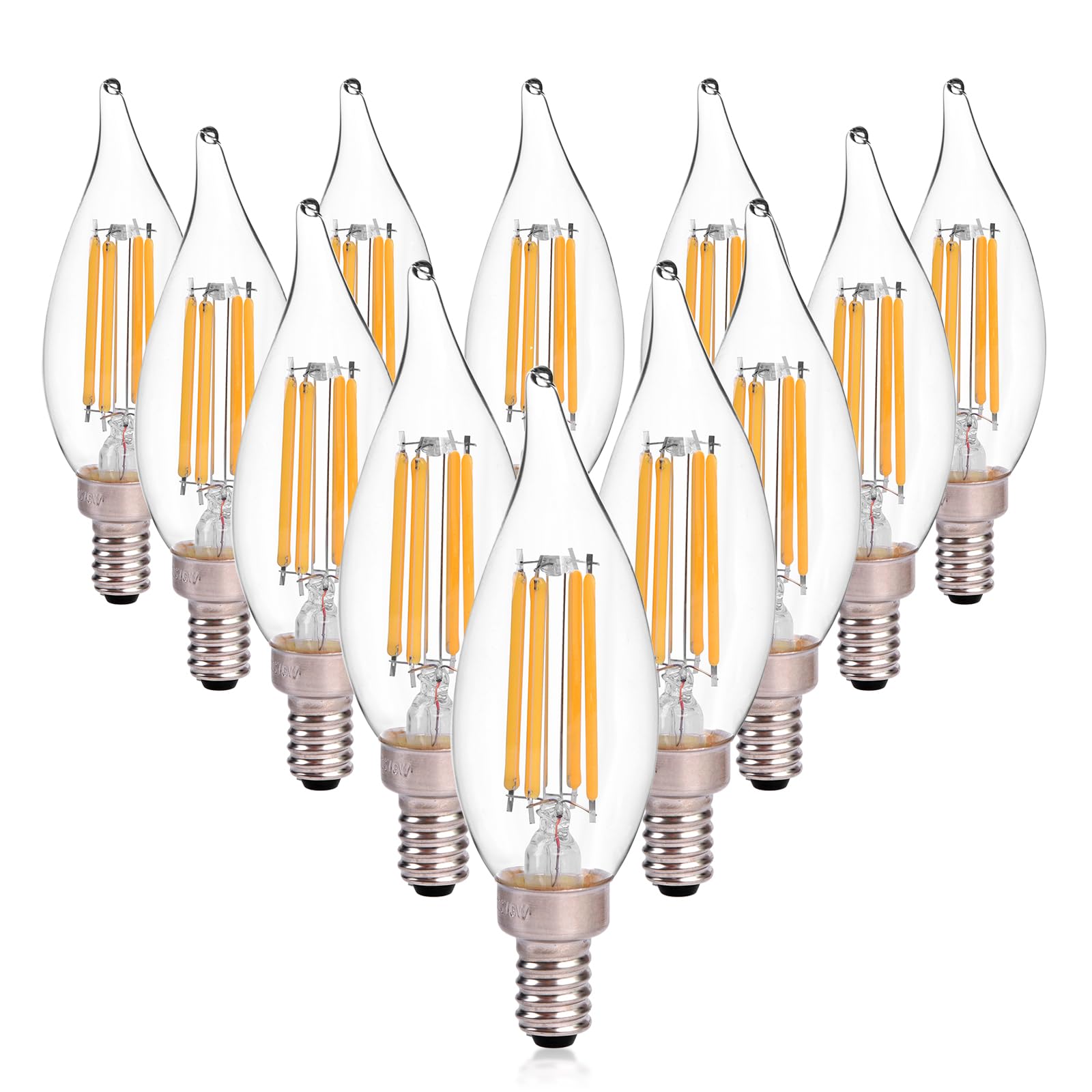 HMYYJT Dimmable LED Candelabra Bulb 60W Equivalent E12 LED Bulb 2700K Soft Warm White  Chandelier Light Bulbs  6W 550LM Flame Tip CA10 Candle Light Bulb 12 Pack