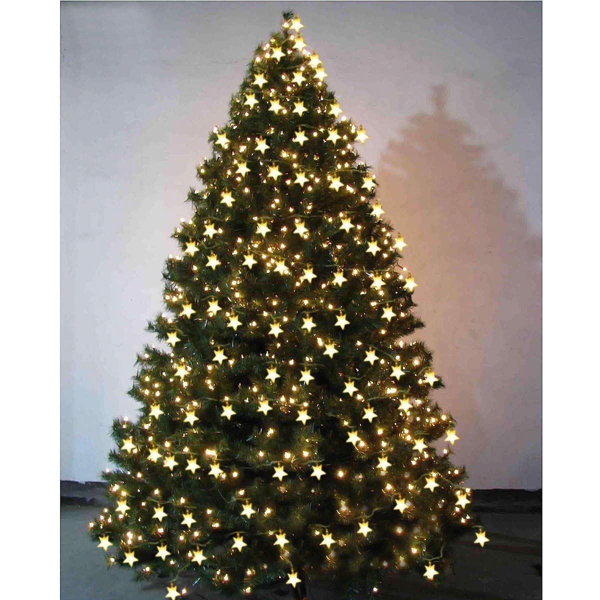 Homeleo Star Fairy Lights, 50 LED Warm White String Lights, Battery Powered, Remote Control, Model HLD361, Copper Material