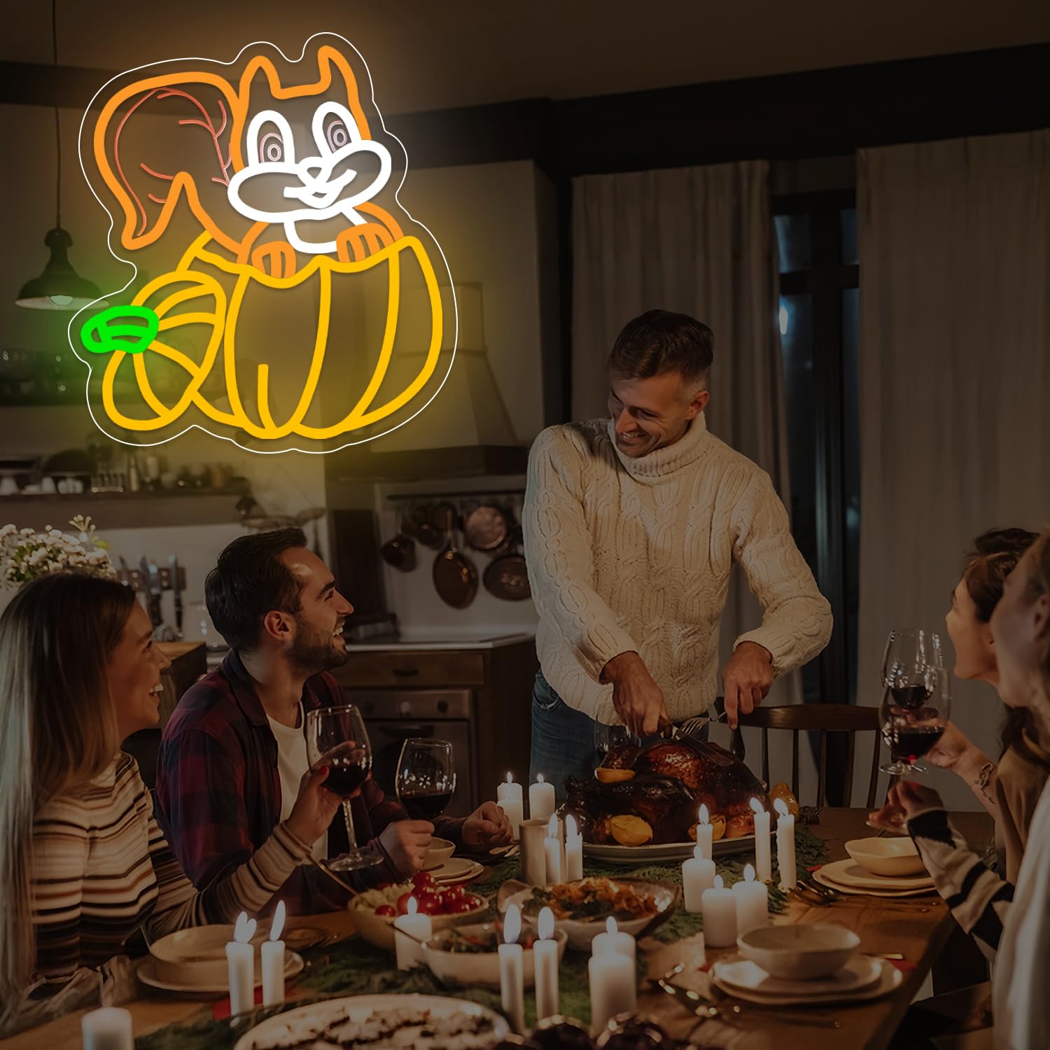 Squirrel Thanksgiving Neon Sign Dimmable Pumpkin Neon Light Sign Led Thanksgiving Led Sign For Home Hello Fall Neon Sign With For Window Indoor Thanksgiving Bedroom