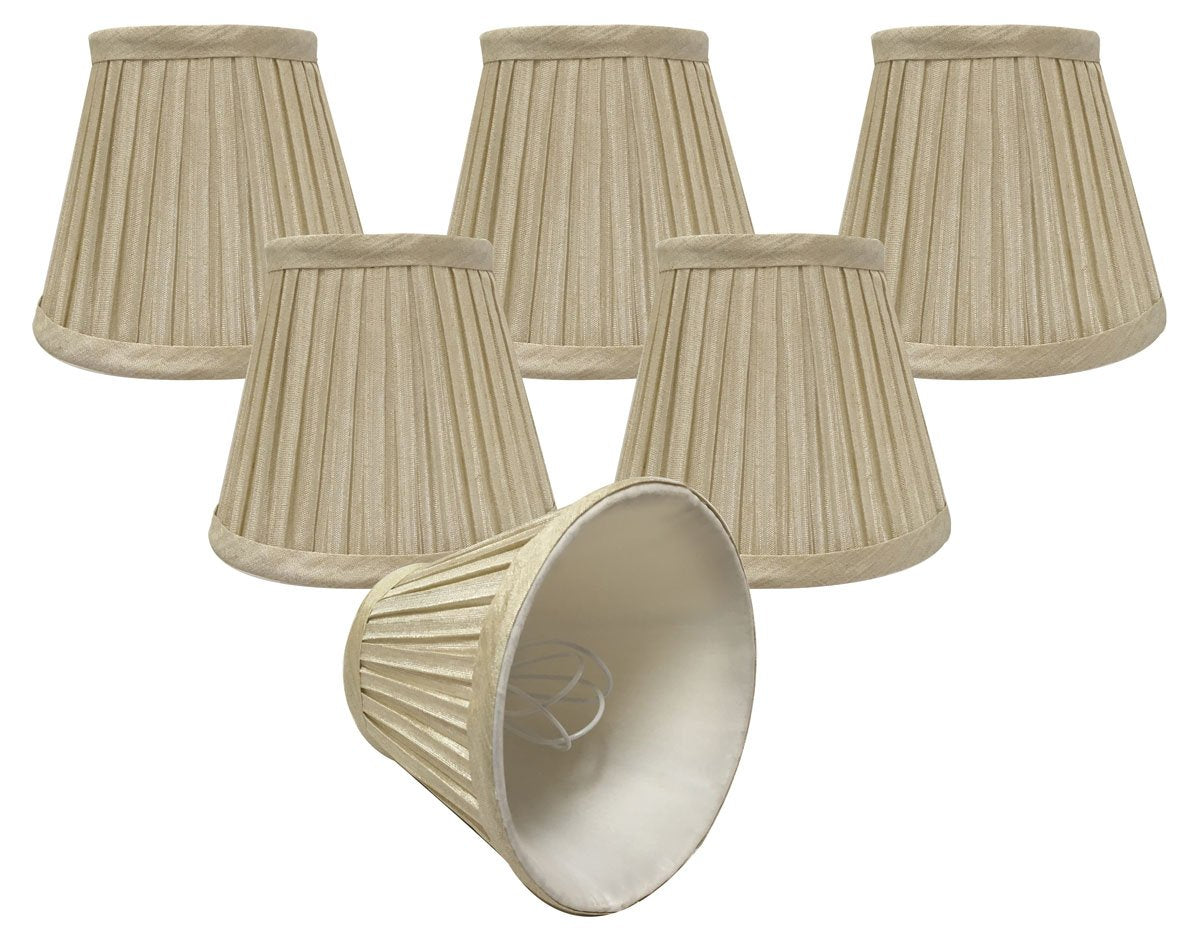 Royal Designs, Inc. Clip on Pleated Empire Chandelier Lamp Shade Flame Clip Fitter, CSO-1032-5BG-6, 3 x 5 x 4.5, Beige, 6 Pack