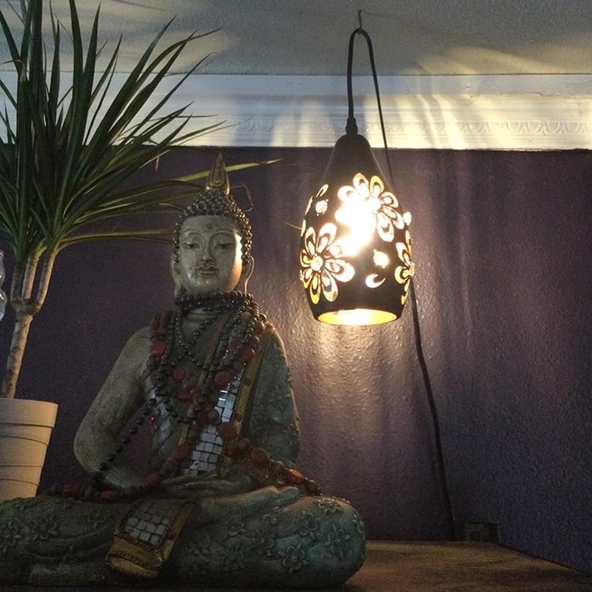 Ylong-Zs Farmhouse Pendant Light With Dimmer, Black & Gold Metal, 16.4 Ft Cord, Rustic Ceiling Lamp