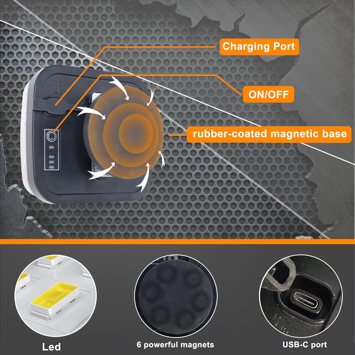 yuksood Wireless Trailer Light Kit - Magnetic, Rechargeable, Waterproof IP67, Red, Model zy-5023B for Trucks, RVs, Boats