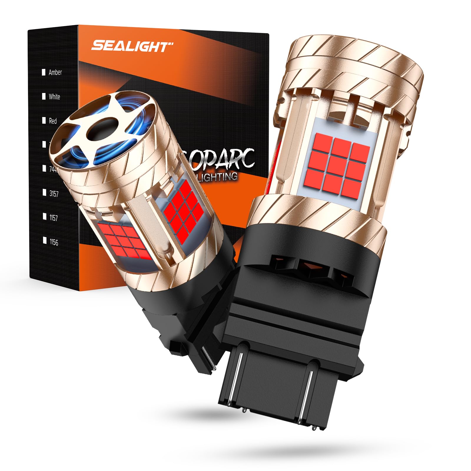 SEALIGHT 3157 LED Bulb, Red, Anti Hyper Flashing, Plug-N-Play, Pack of 2, Compatible with 3057 3056 3156