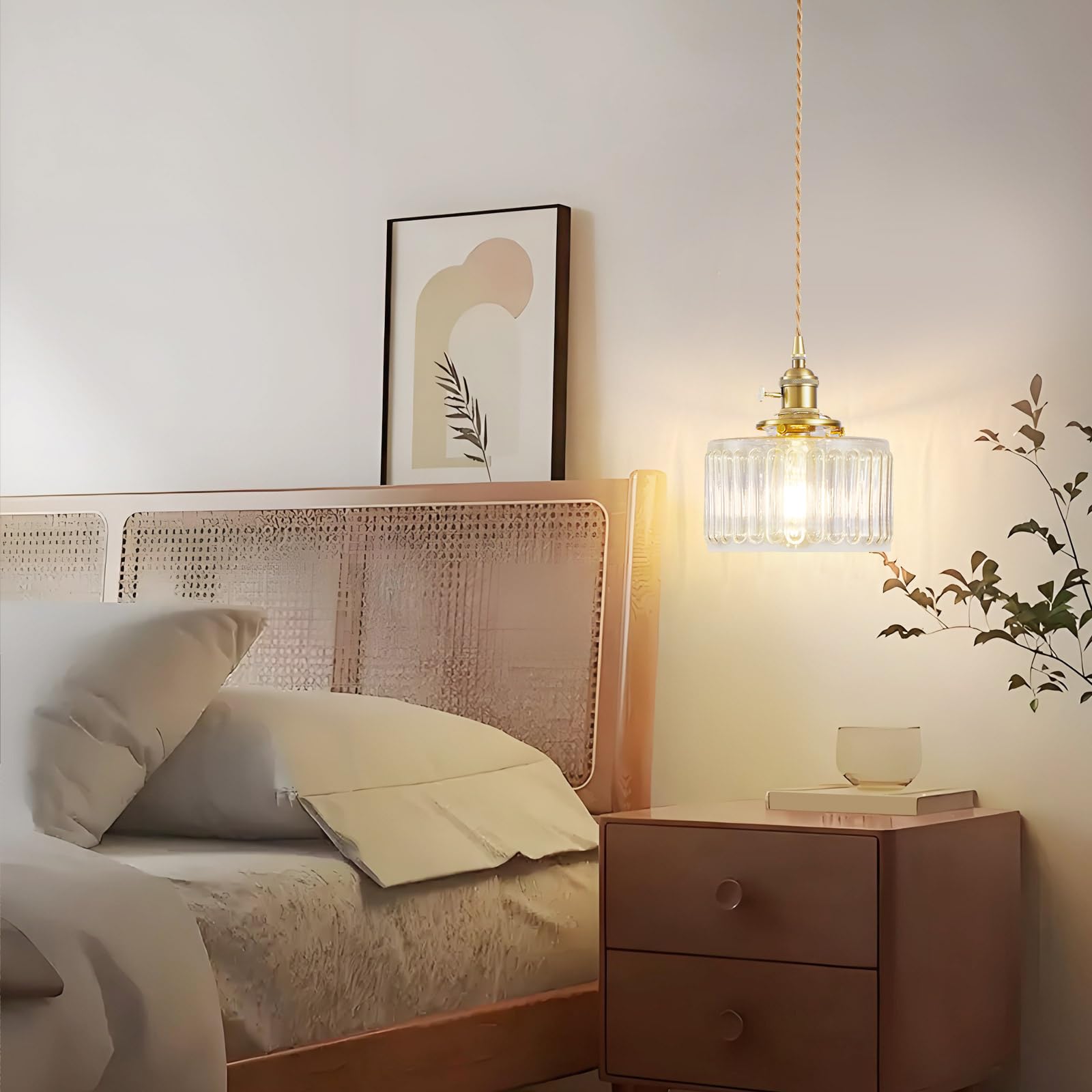 Beserwin Plug In Pendant Light  Hanging Lights With Plug In Cord  Hanging Light Fixture With Clear Glass  E26 Pendant Lighting For Kitchen Island  Bedroom  Living Room-Transparent Color