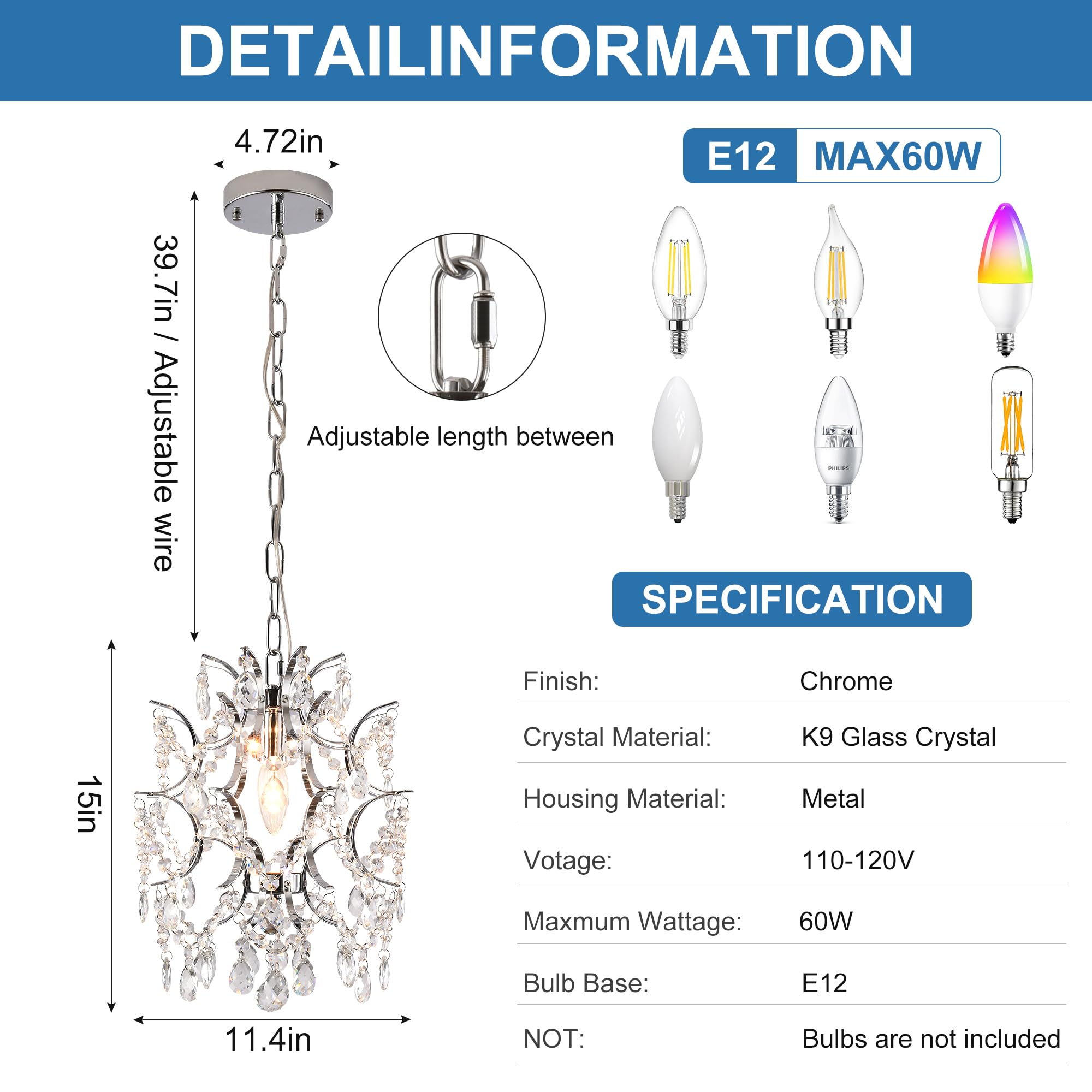 Modern Mini Chandelier Light Fixture, Chrome Finish Crystal Raindrop Ceiling Light Fixture For Bathroom, Small Pendant Chandelie