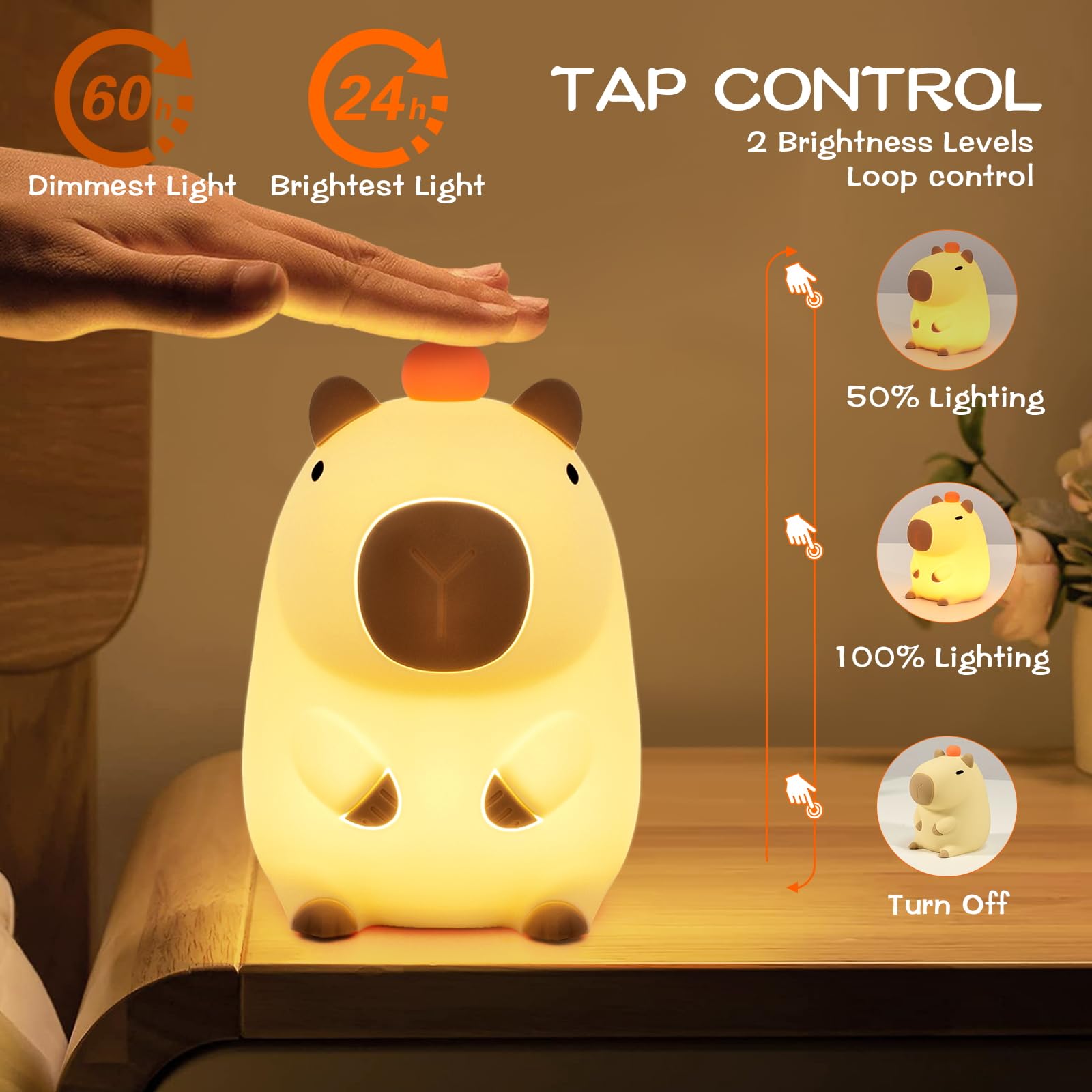 Led Cute Silicone Night Light Squishy Animal Lamp  Dimmable Nursery Nightlight  Rechargeable Bedside Touch Lamp For Breastfeeding Kawaii Gifts Room Decor