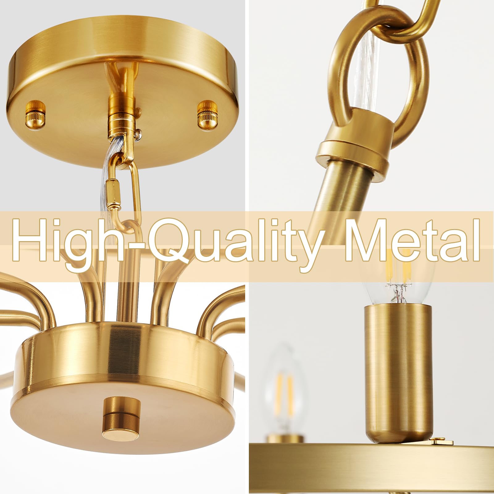 Widluth 33.5" Modern Gold Chandelier - 12-Lights Retro Candle Style Lighting for Dining Room, Kitchen, Living Room, Model MD1009-12-gold